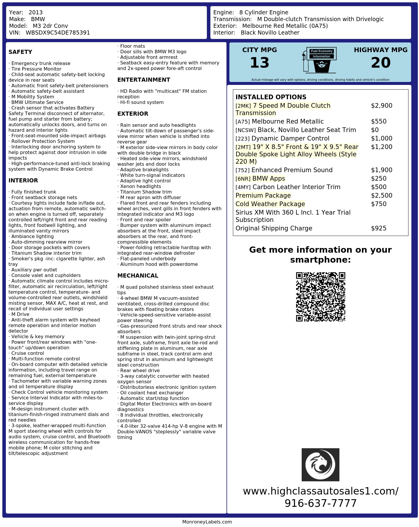 Monroney Label