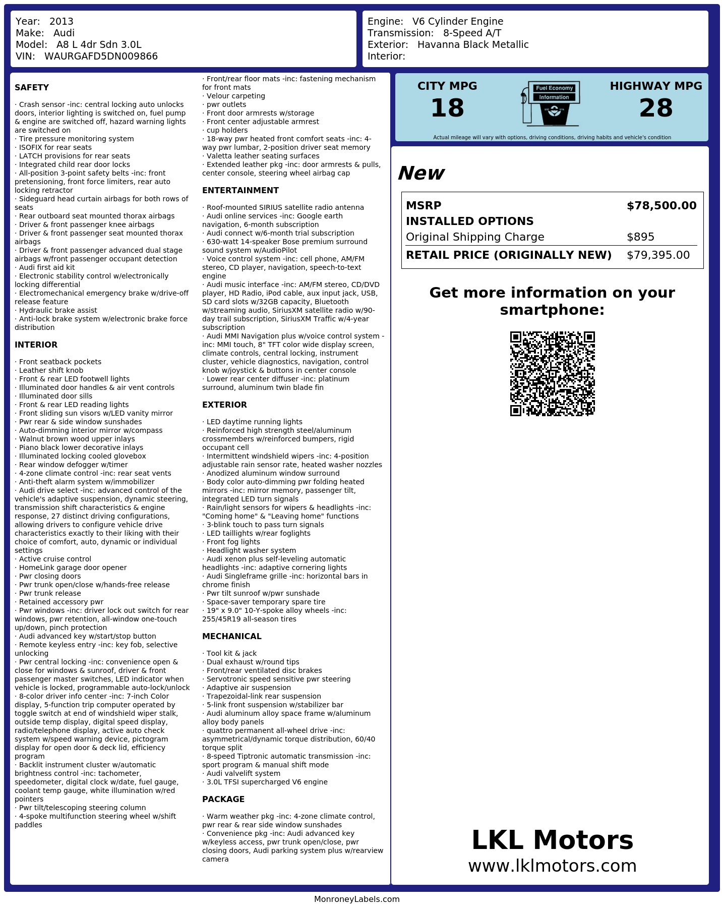 Monroney Label