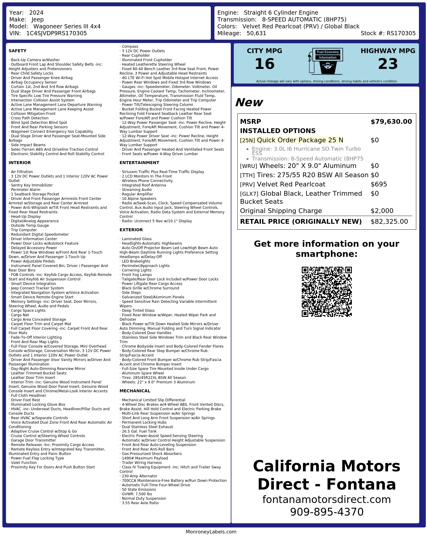 Monroney Label