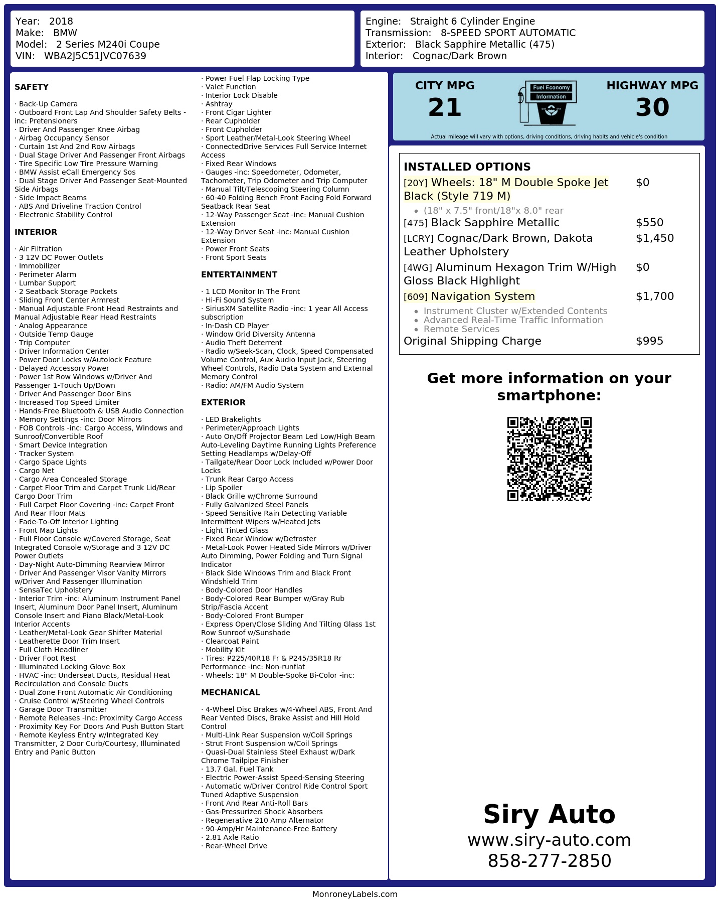 Monroney Label