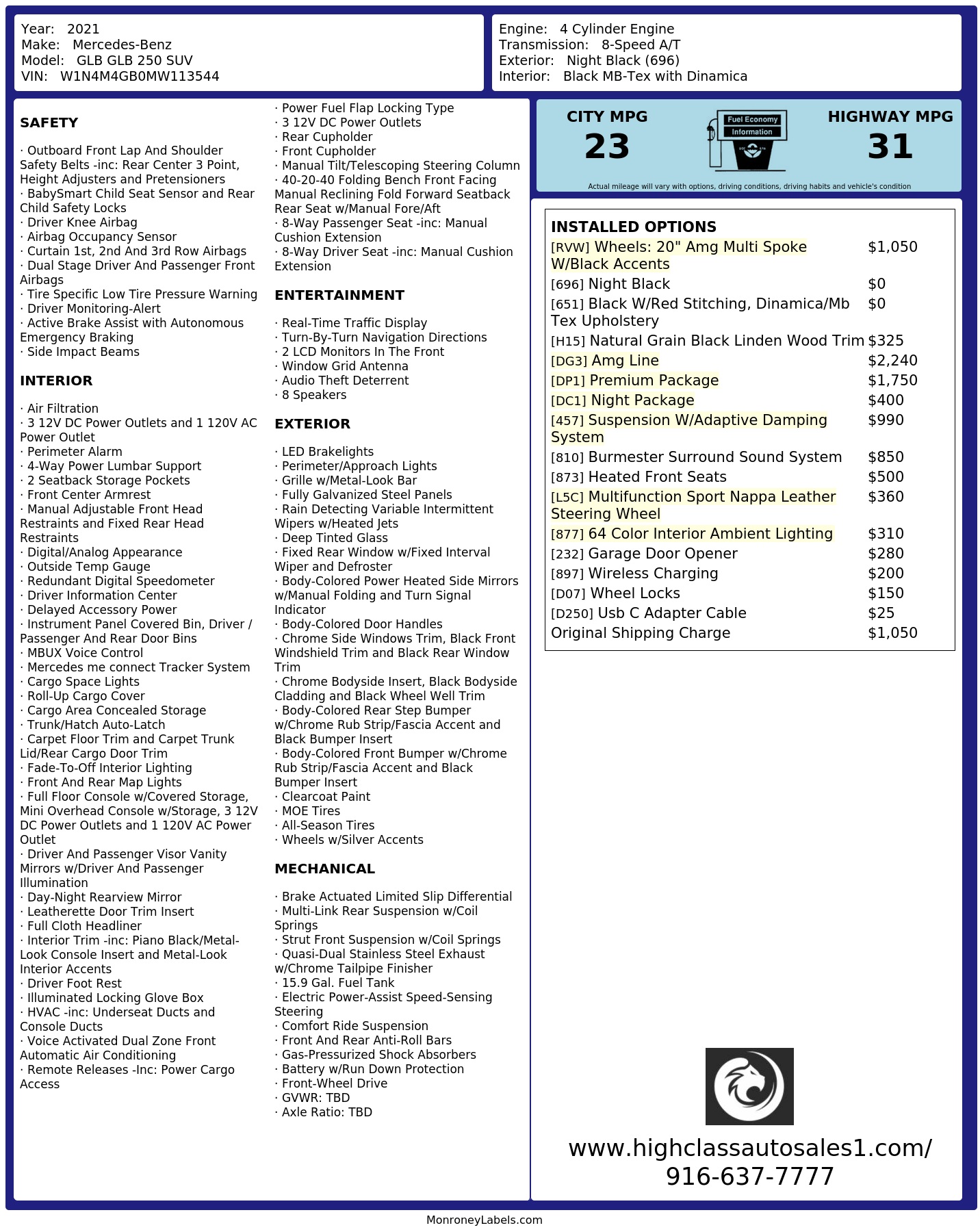 Monroney Label