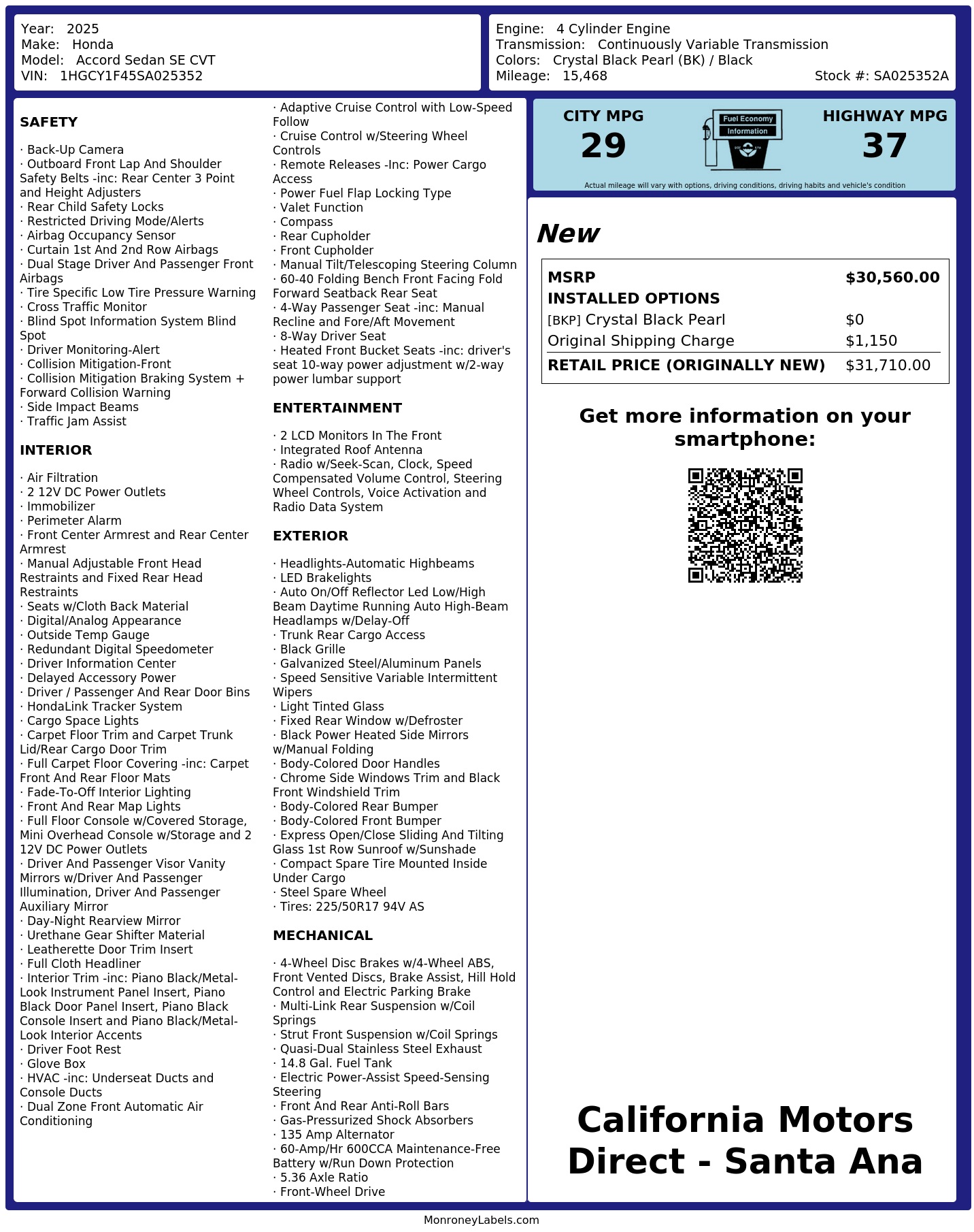 Monroney Label