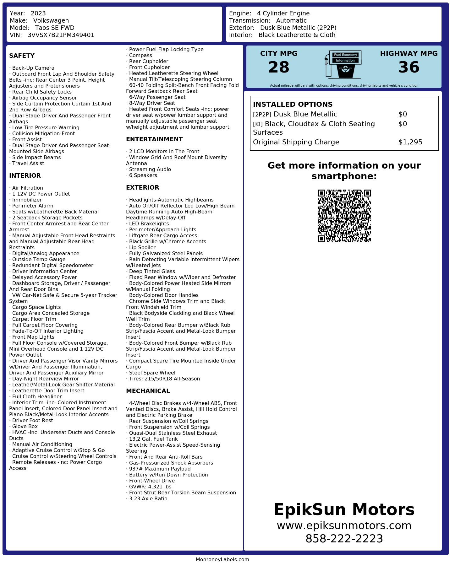 Monroney Label