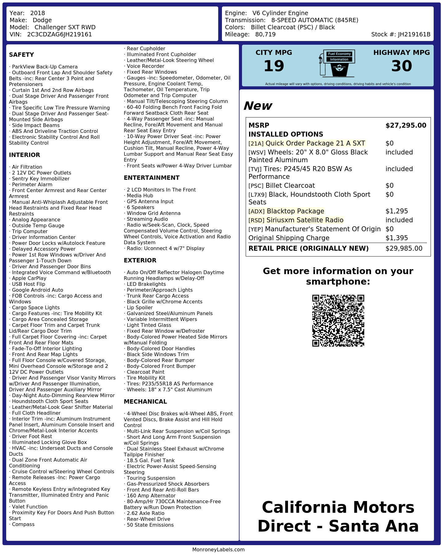 Monroney Label