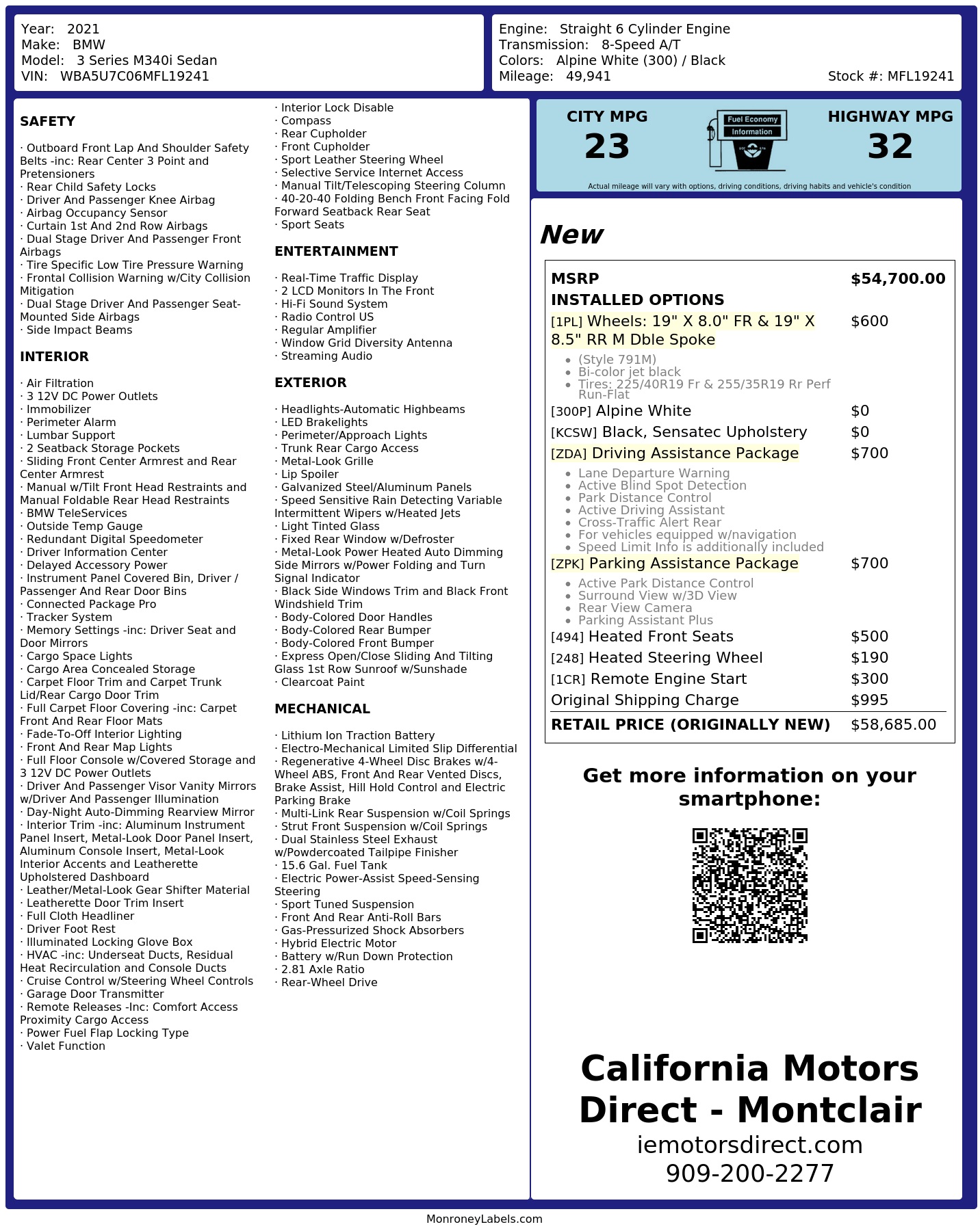 Monroney Label