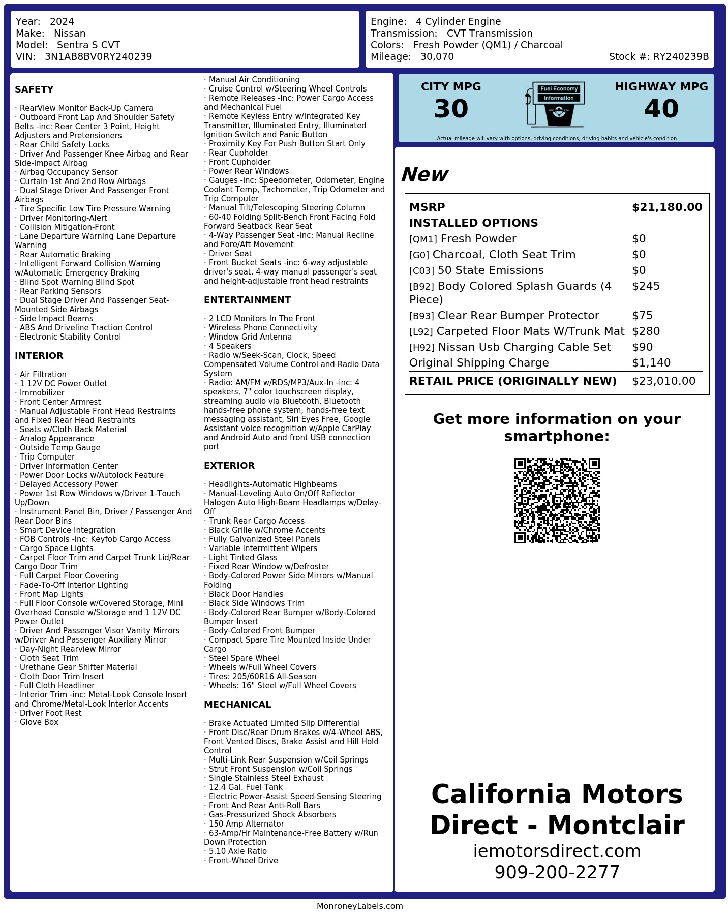 Monroney Label