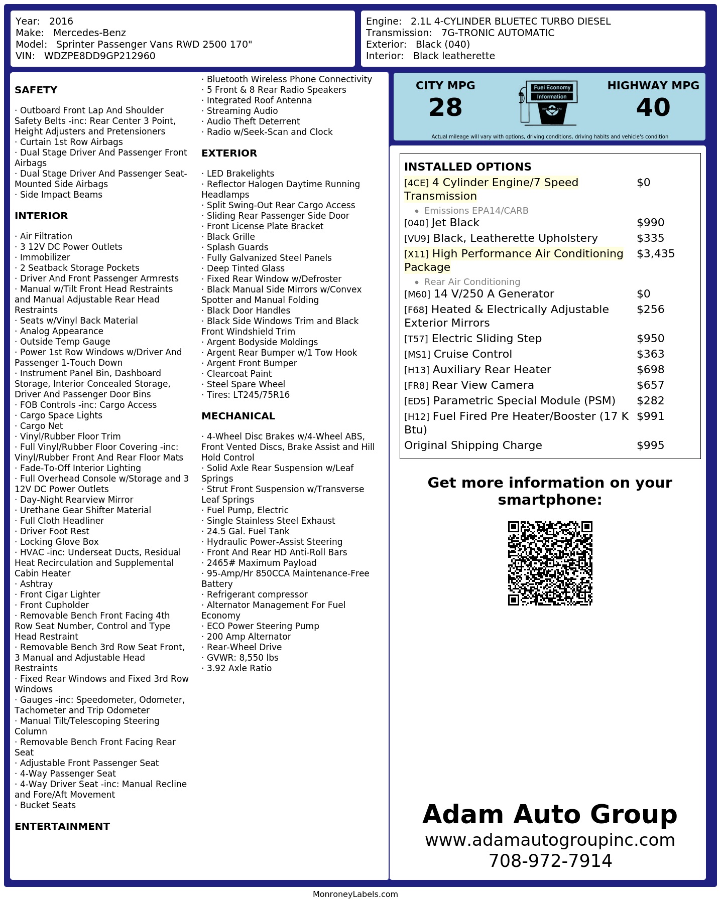 Monroney Label