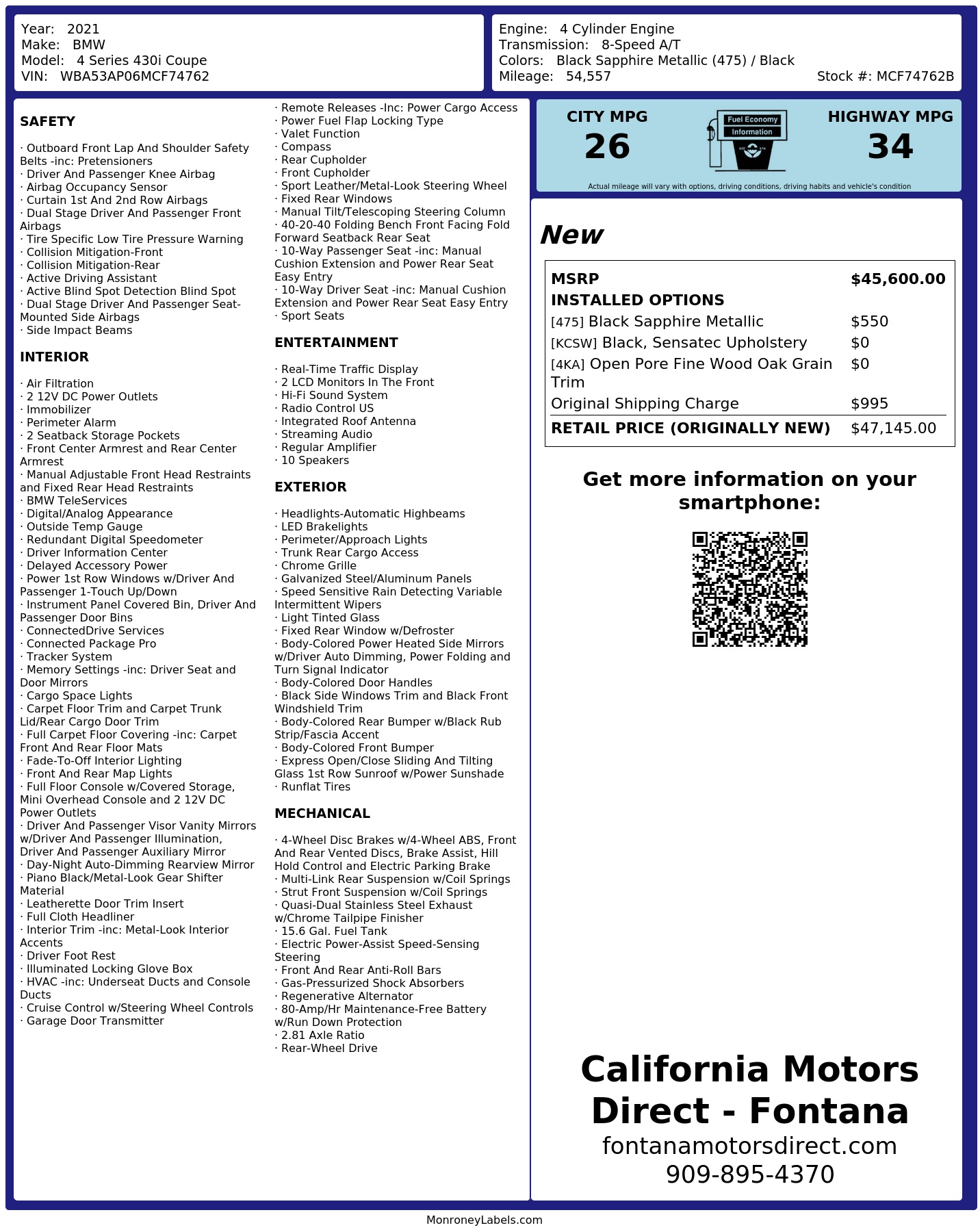 Monroney Label
