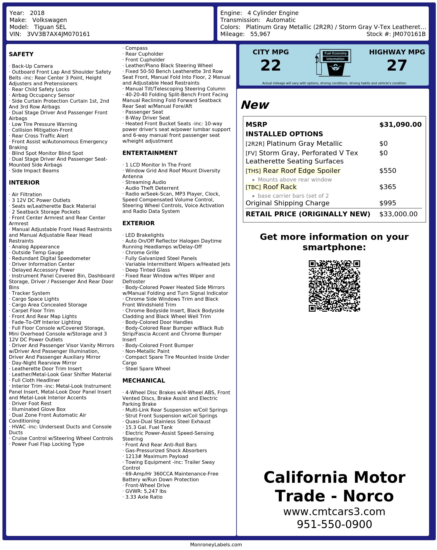 Monroney Label