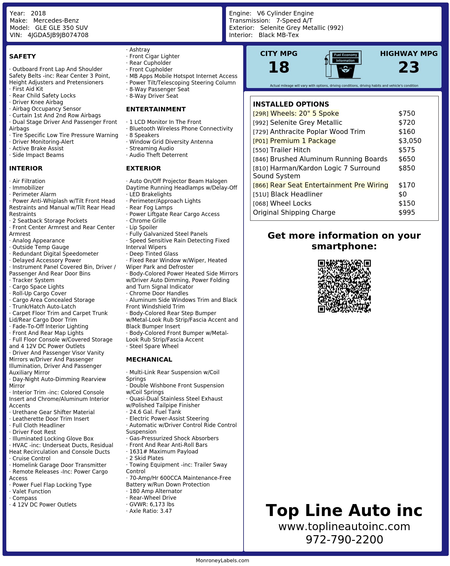 Monroney Label
