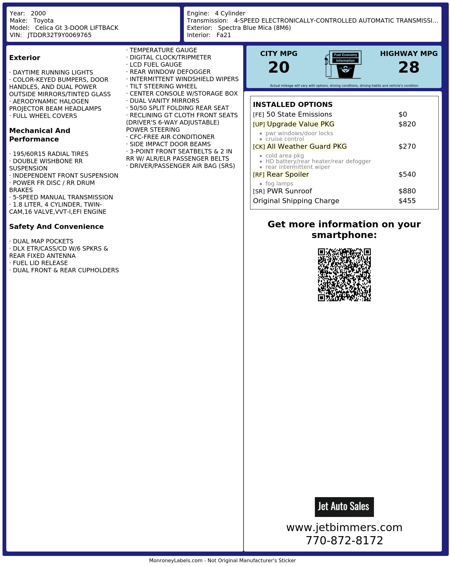 Monroney Label