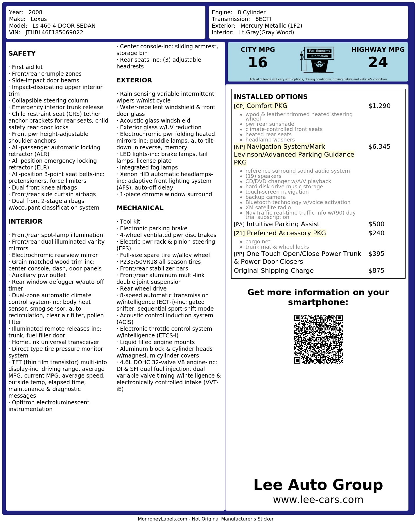 Monroney Label