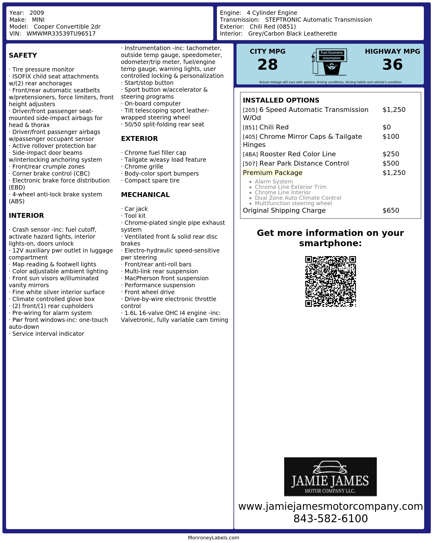 Monroney Label