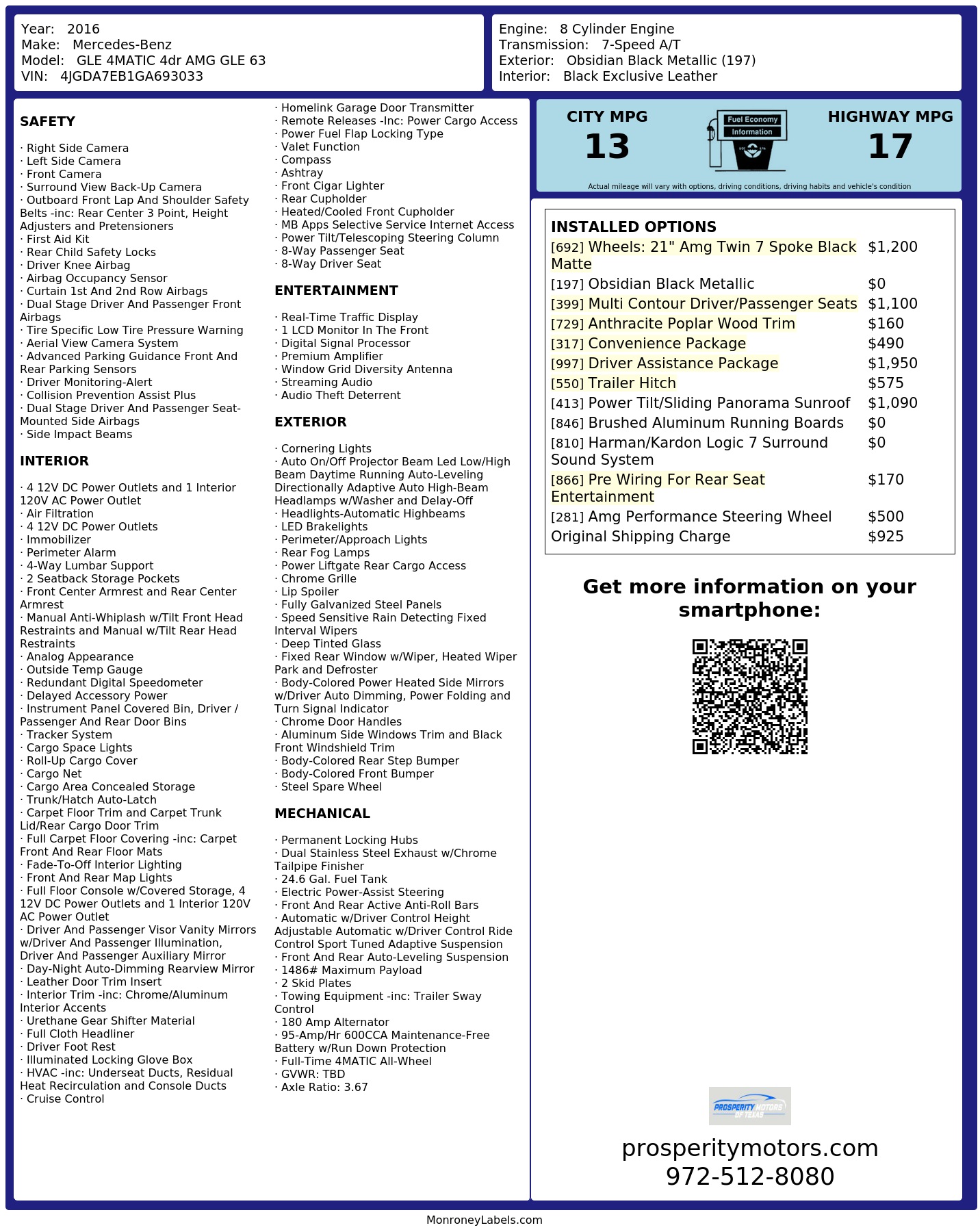 Monroney Label