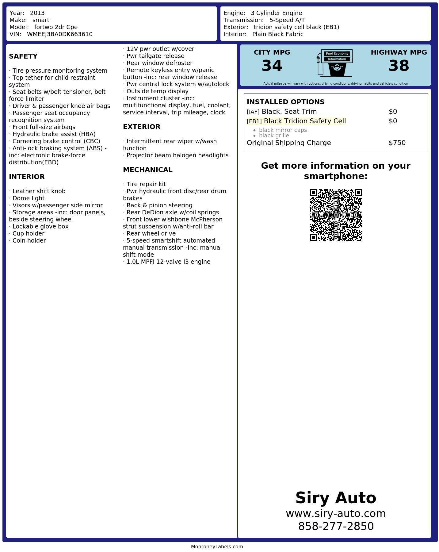 Monroney Label