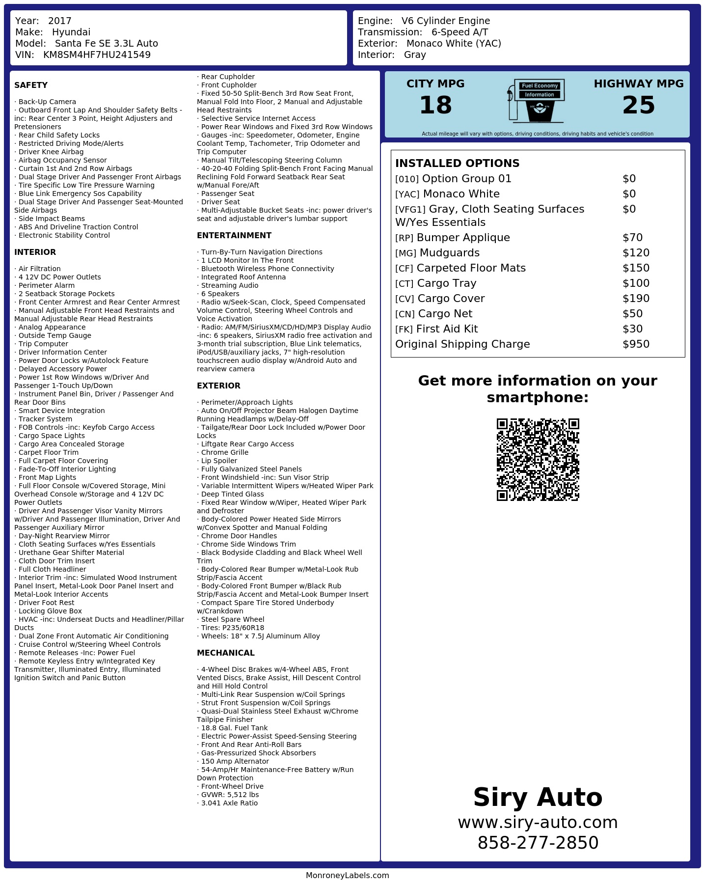 Monroney Label