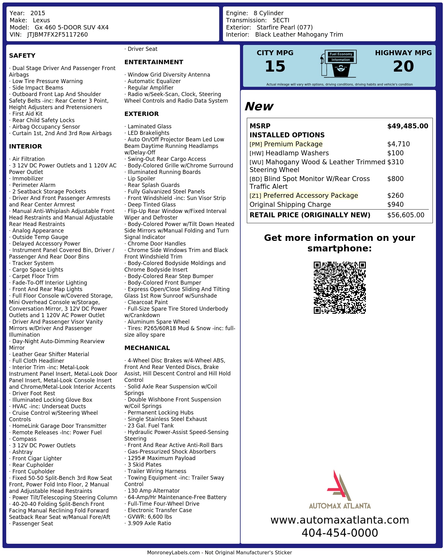 Monroney Label