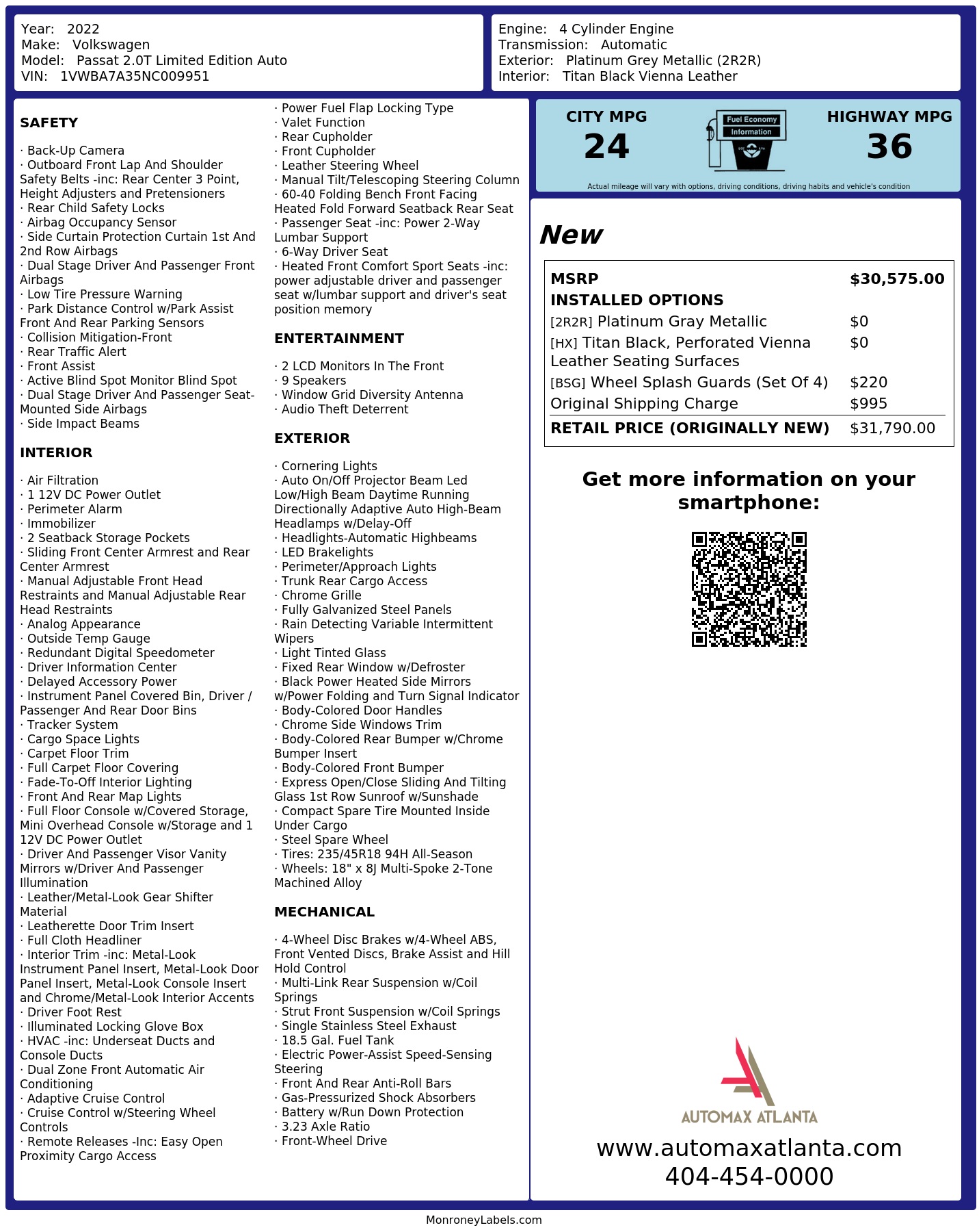 Monroney Label