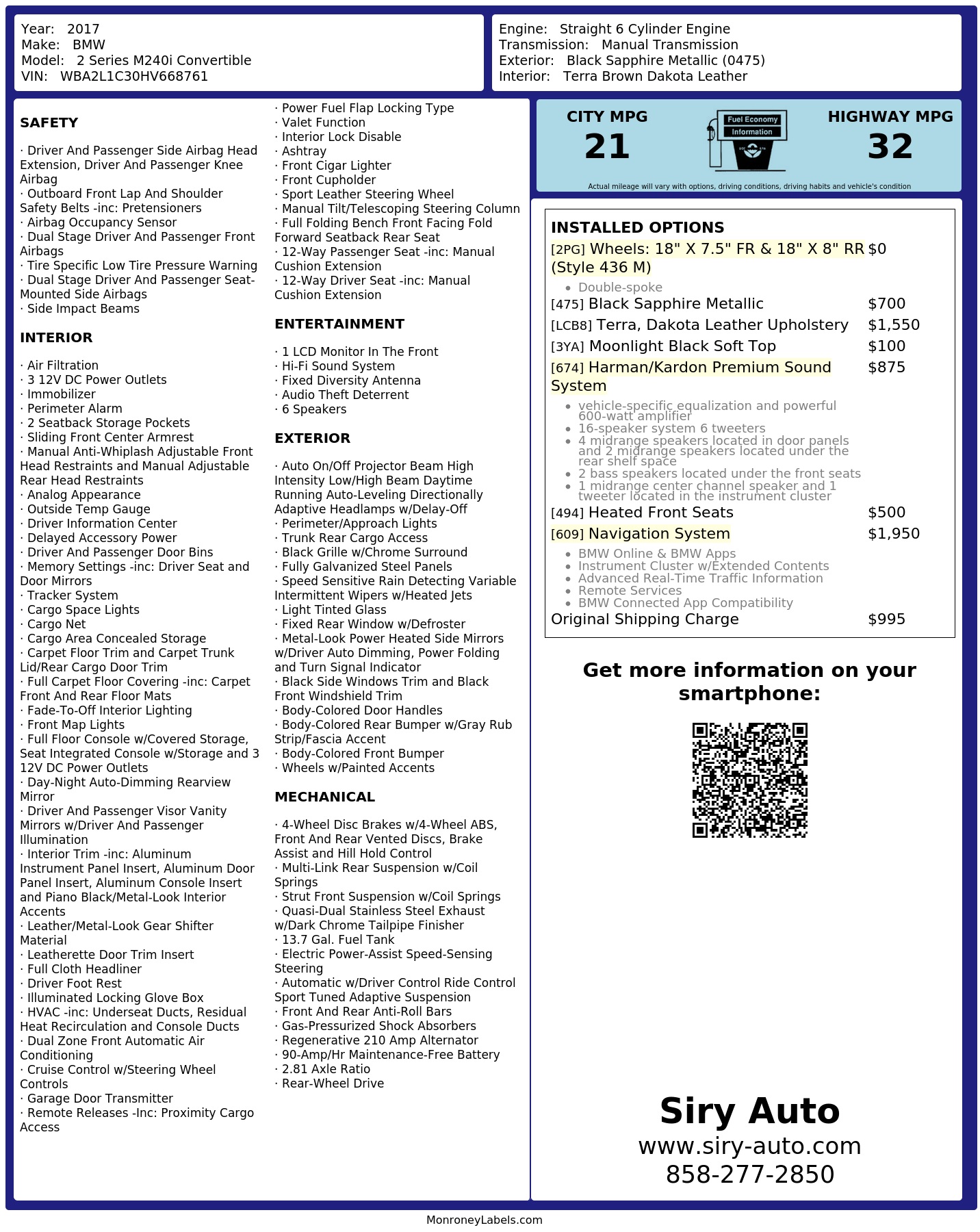 Monroney Label