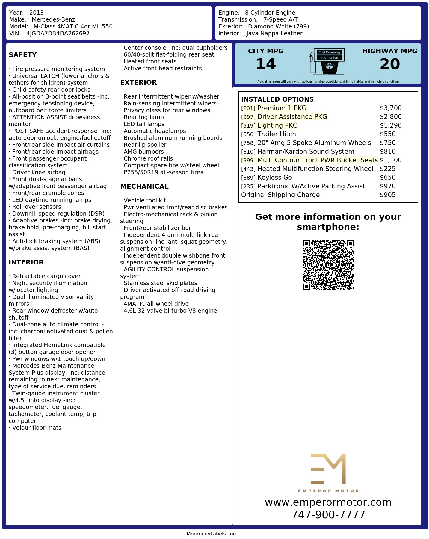 Monroney Label