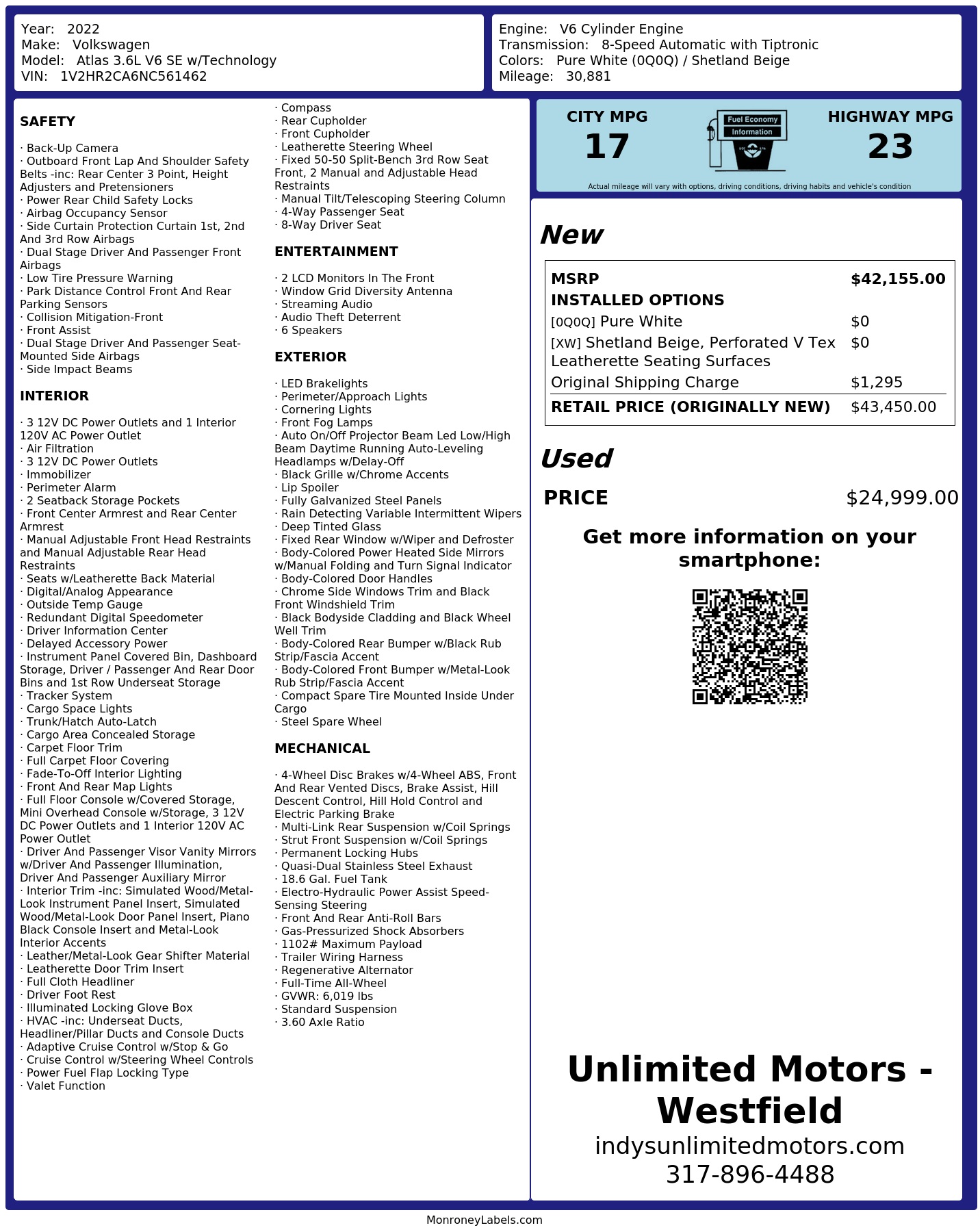 Monroney Label