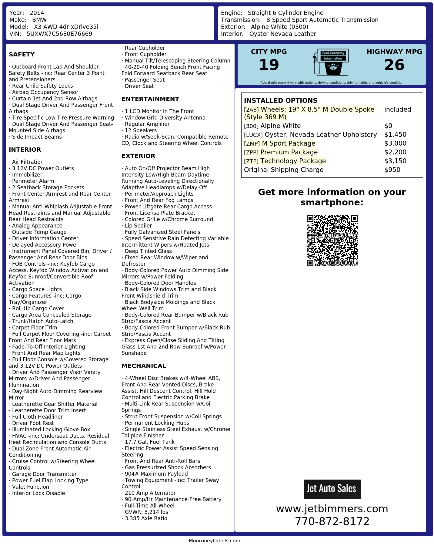 Monroney Label