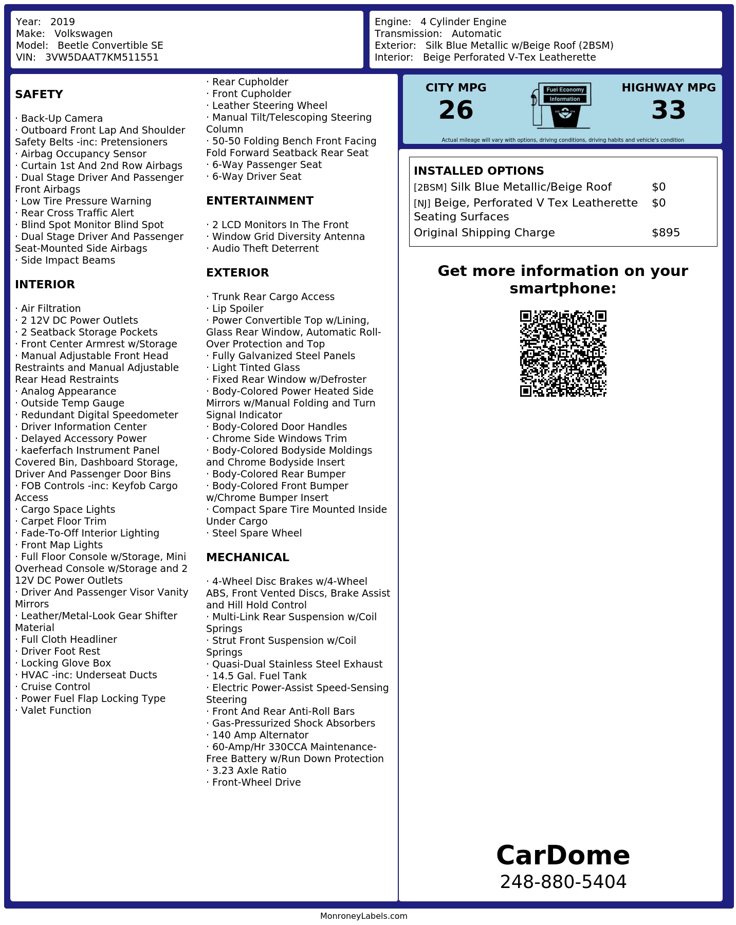 Monroney Label