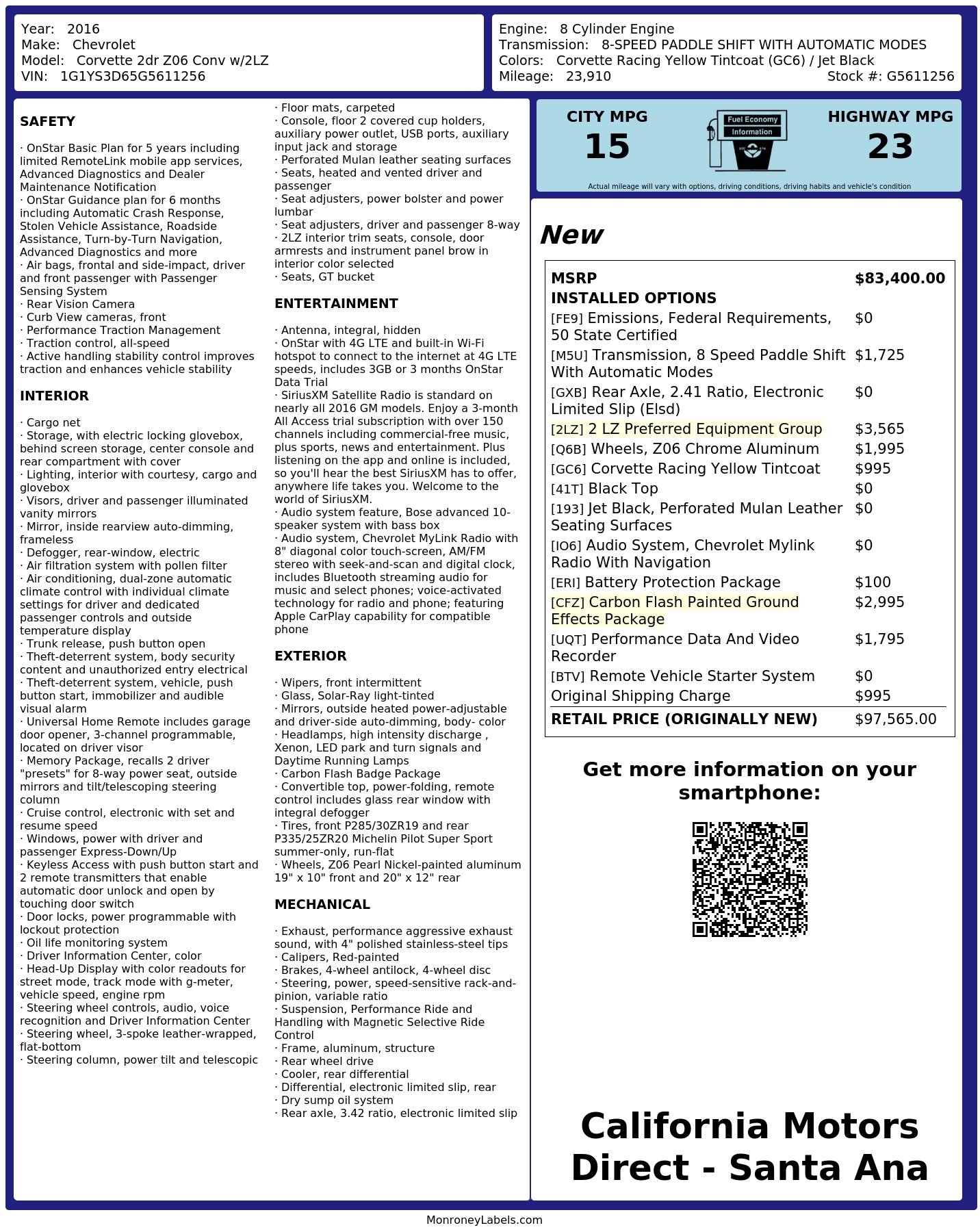Monroney Label