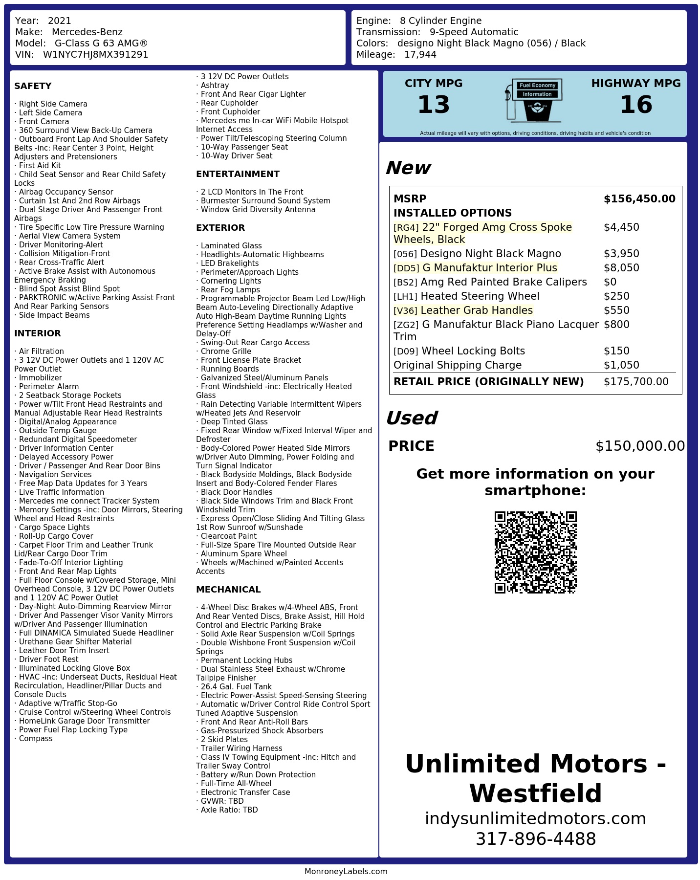 Monroney Label