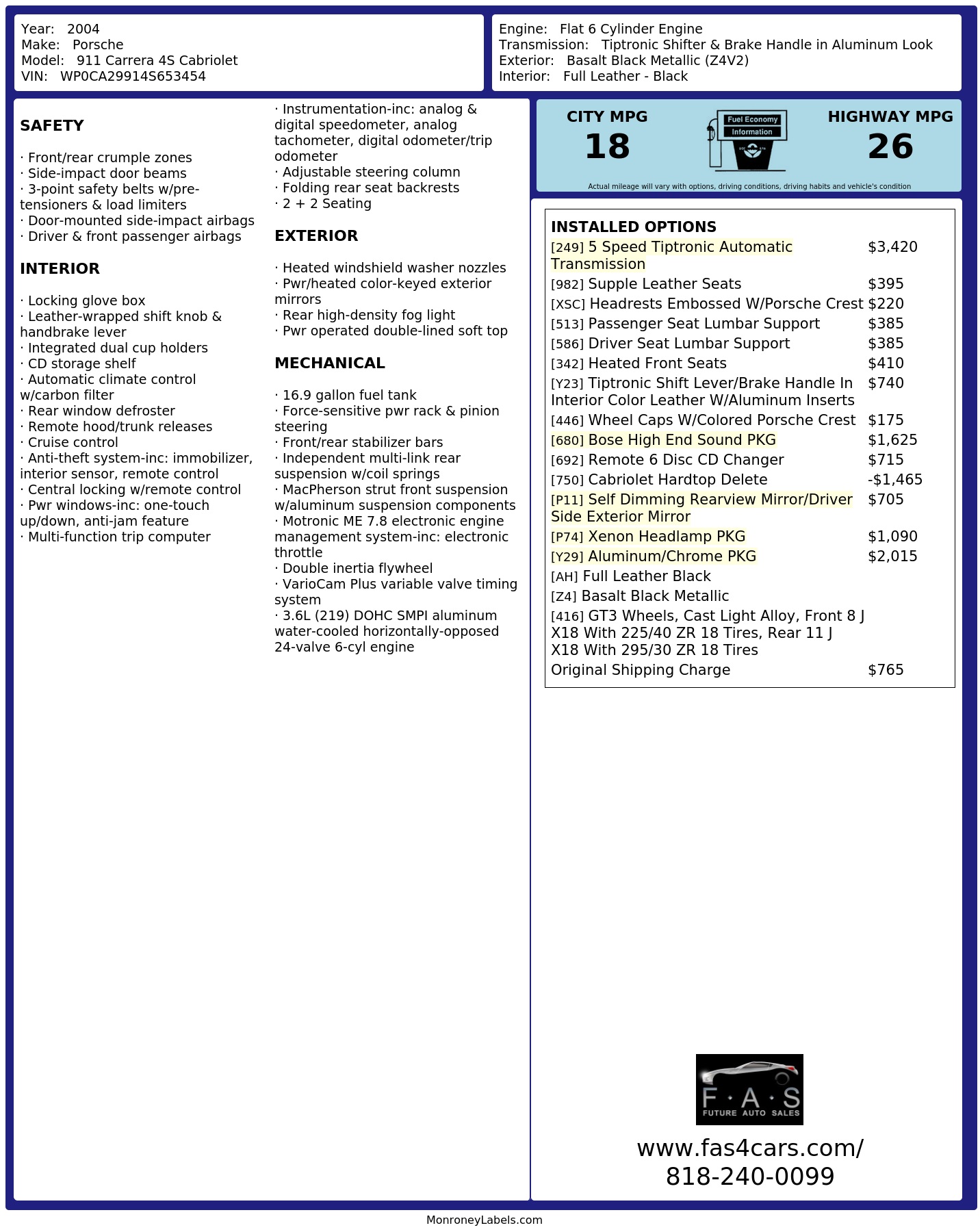 Monroney Label