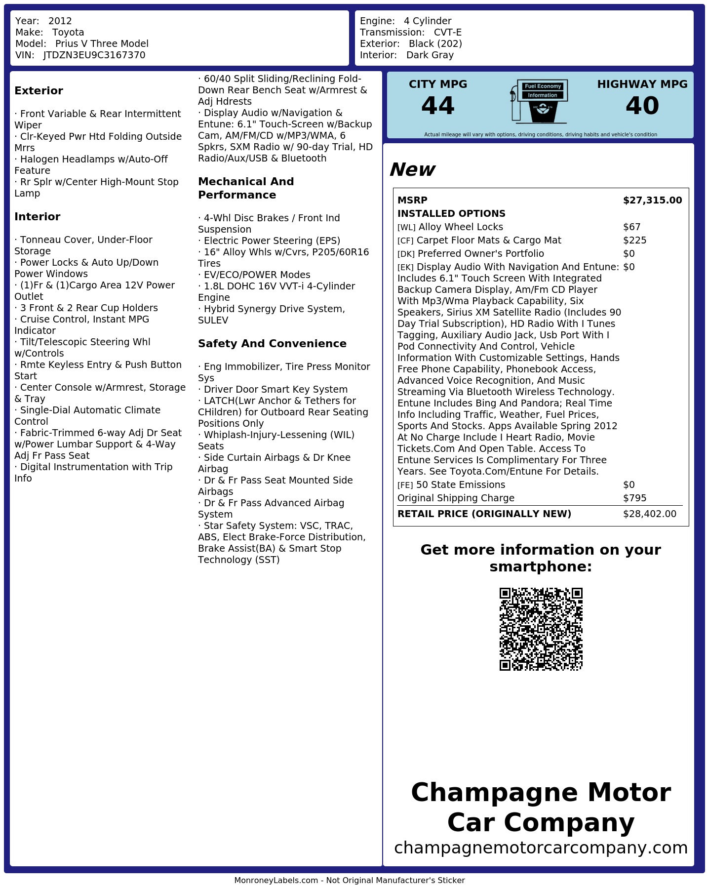 Monroney Label