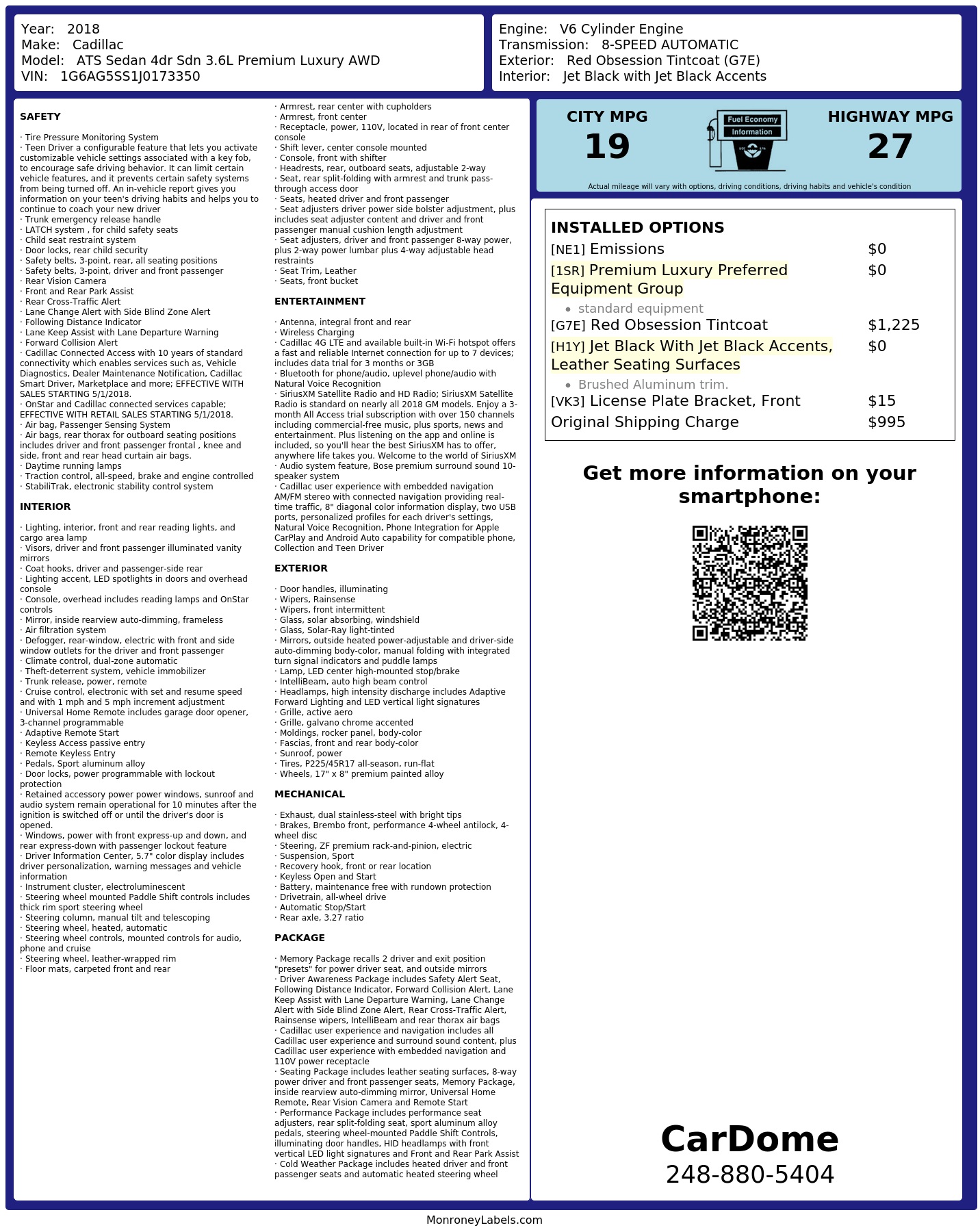 Monroney Label