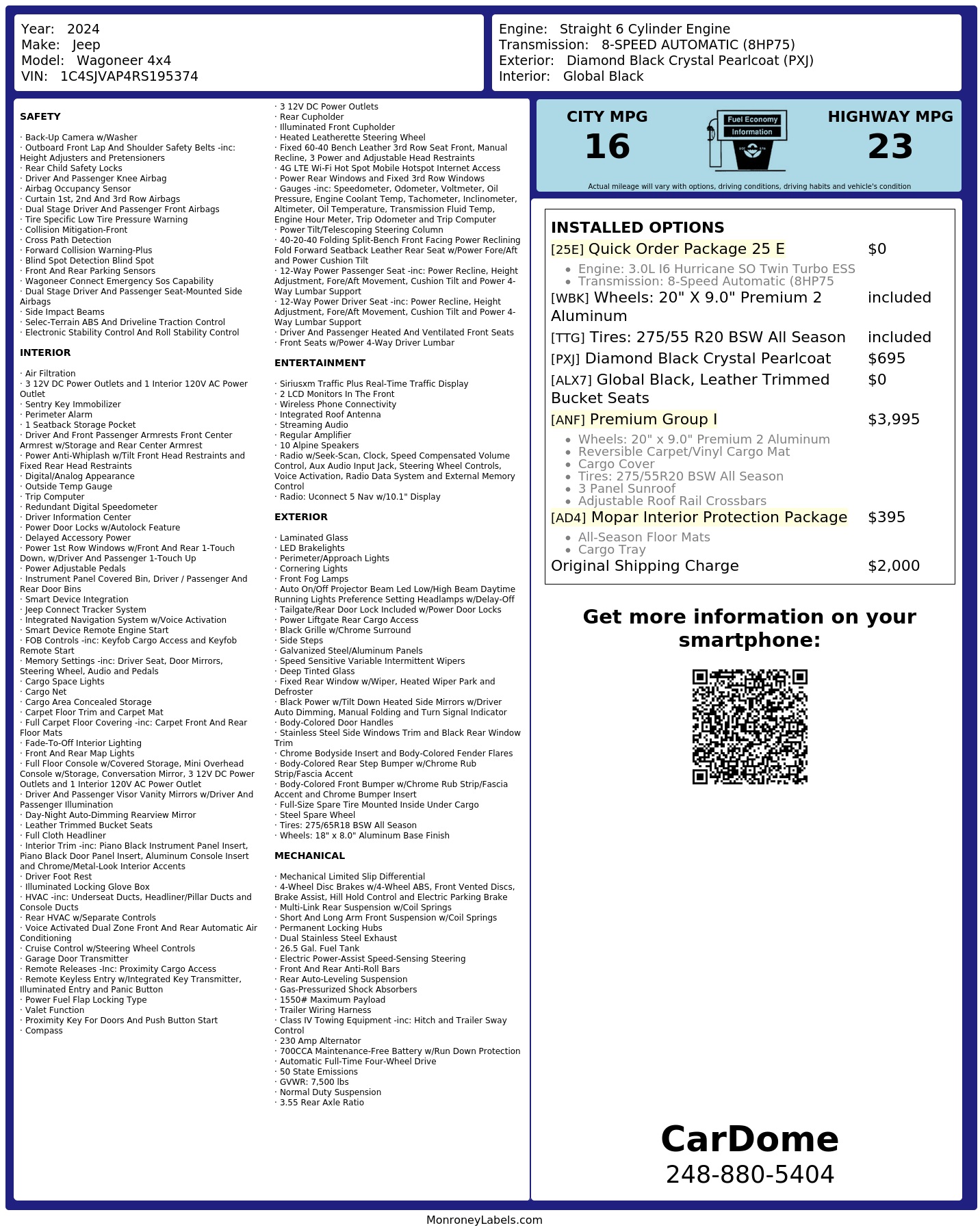 Monroney Label