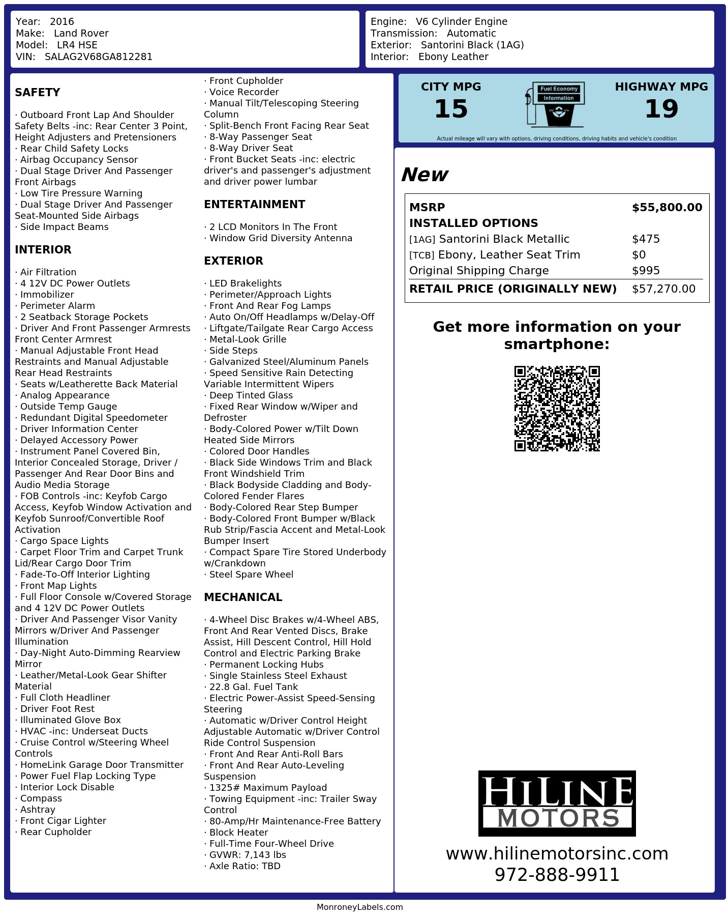 Monroney Label