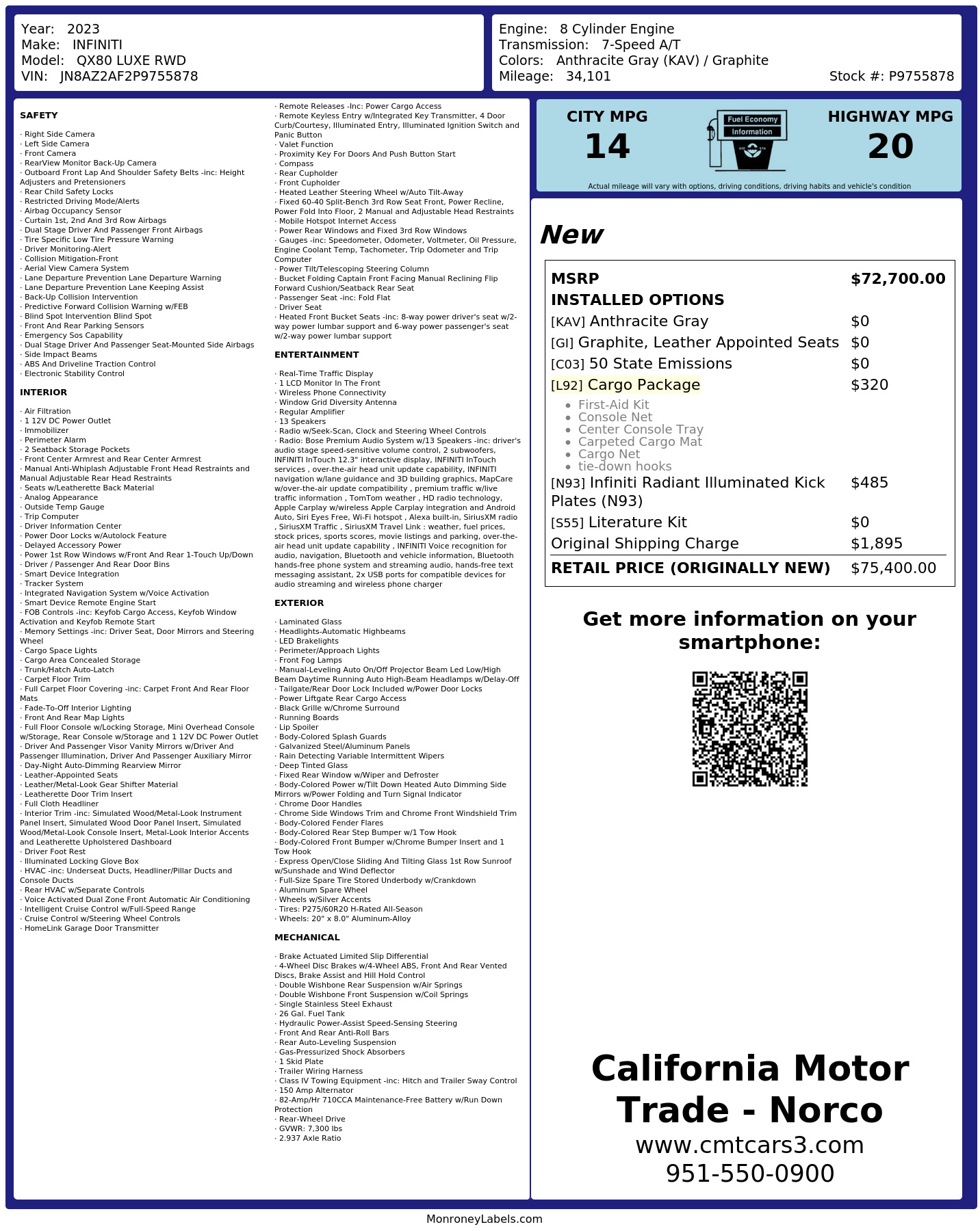 Monroney Label