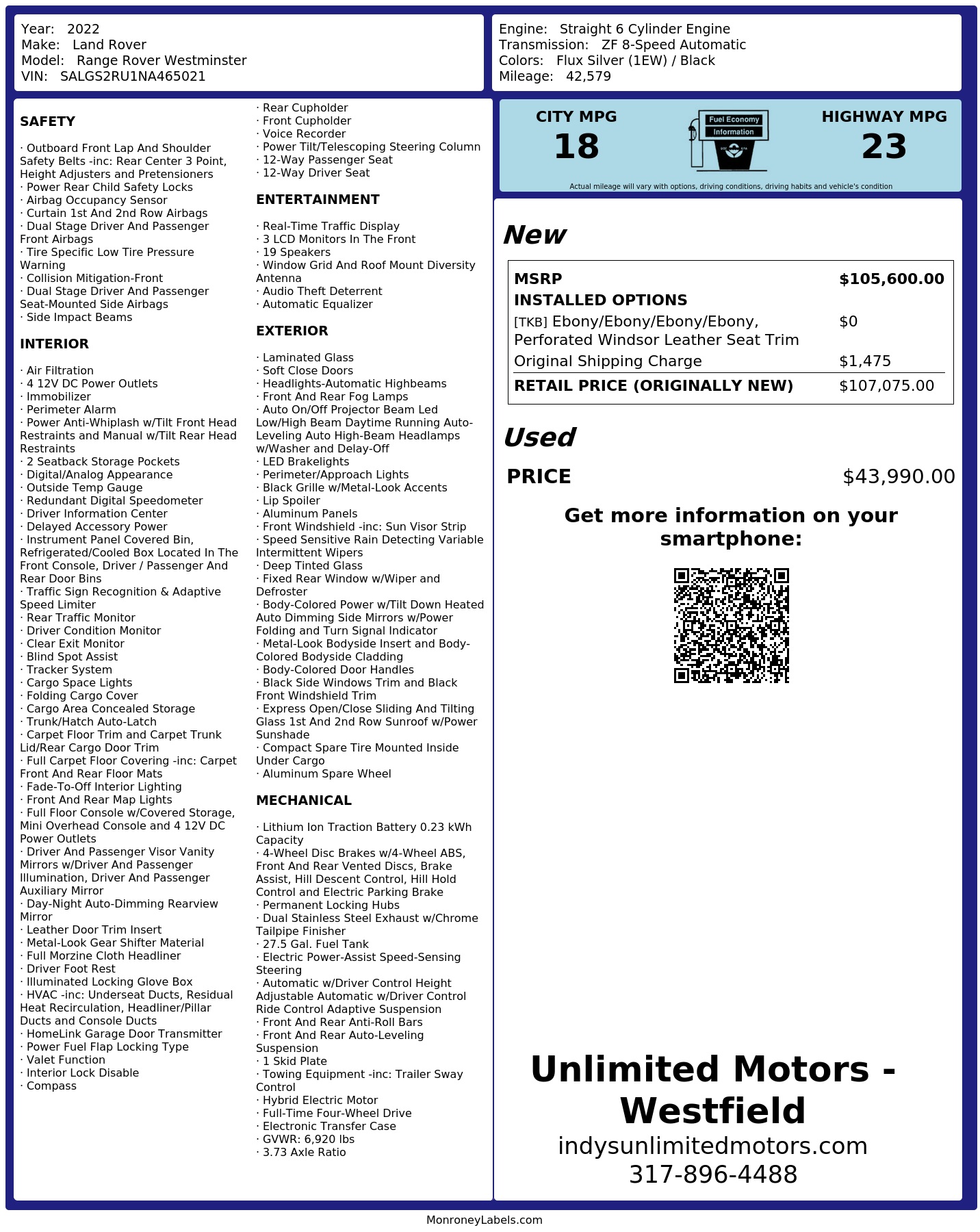 Monroney Label