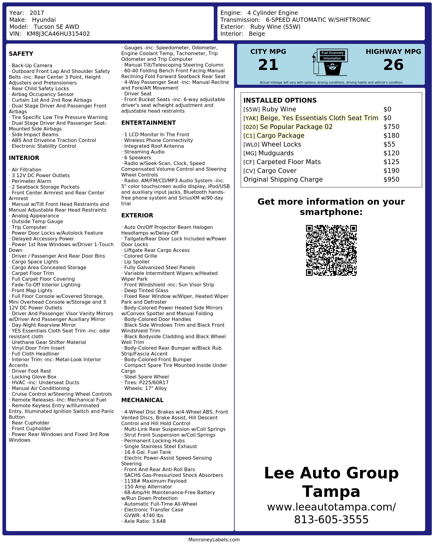 Monroney Label