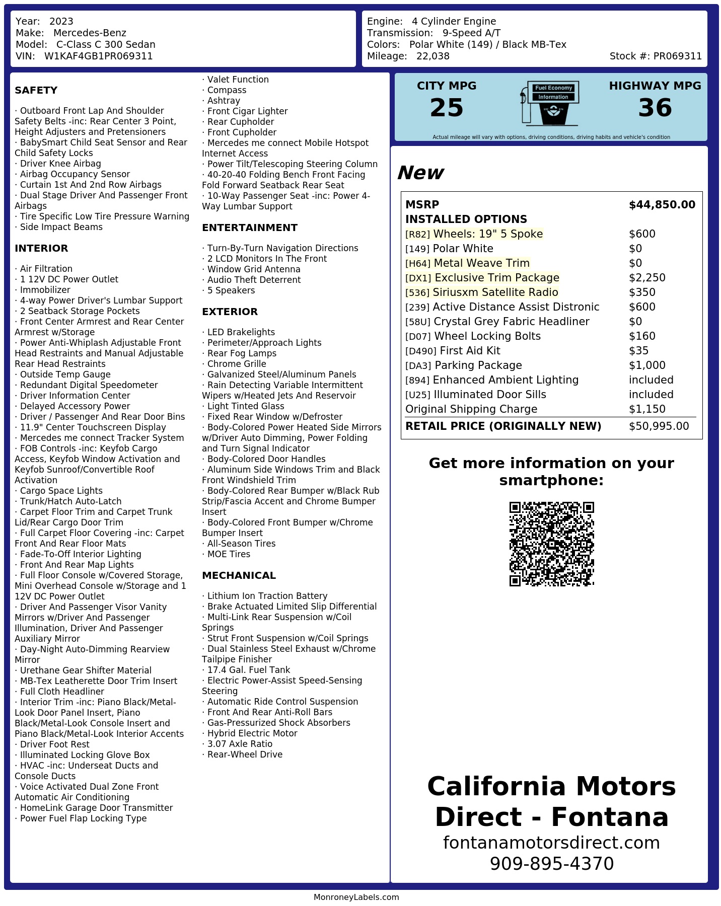Monroney Label