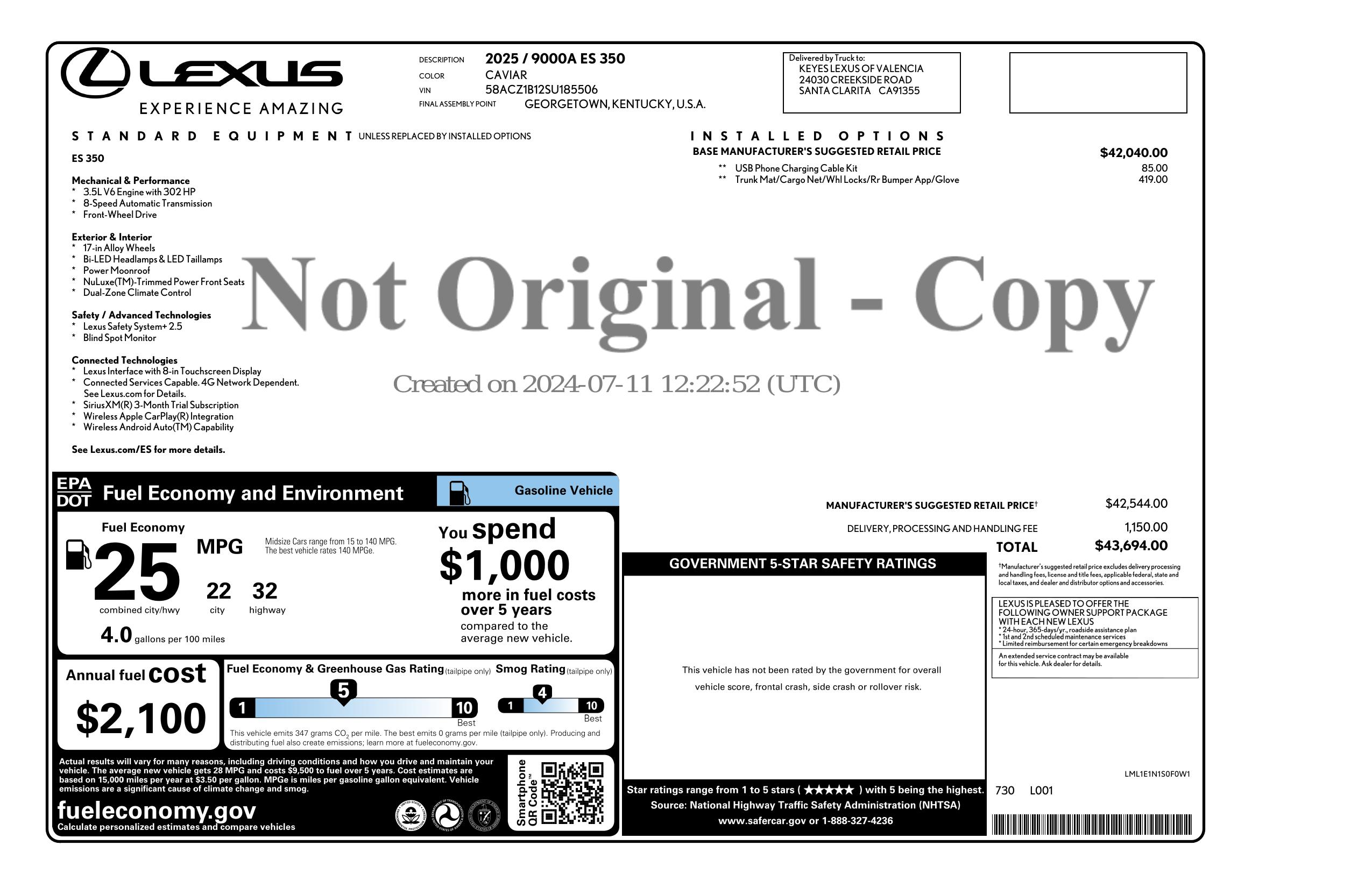Monroney Label