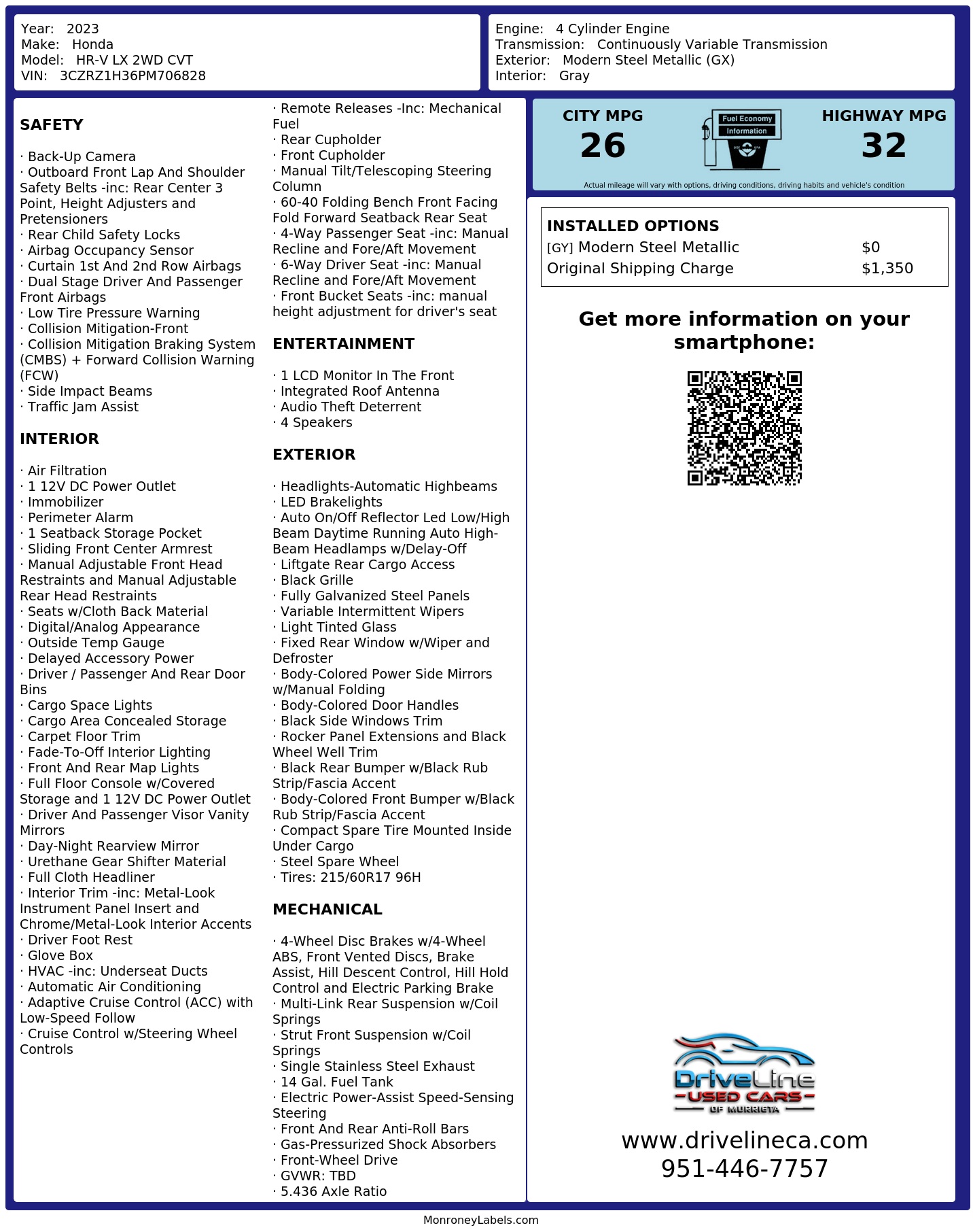 Monroney Label