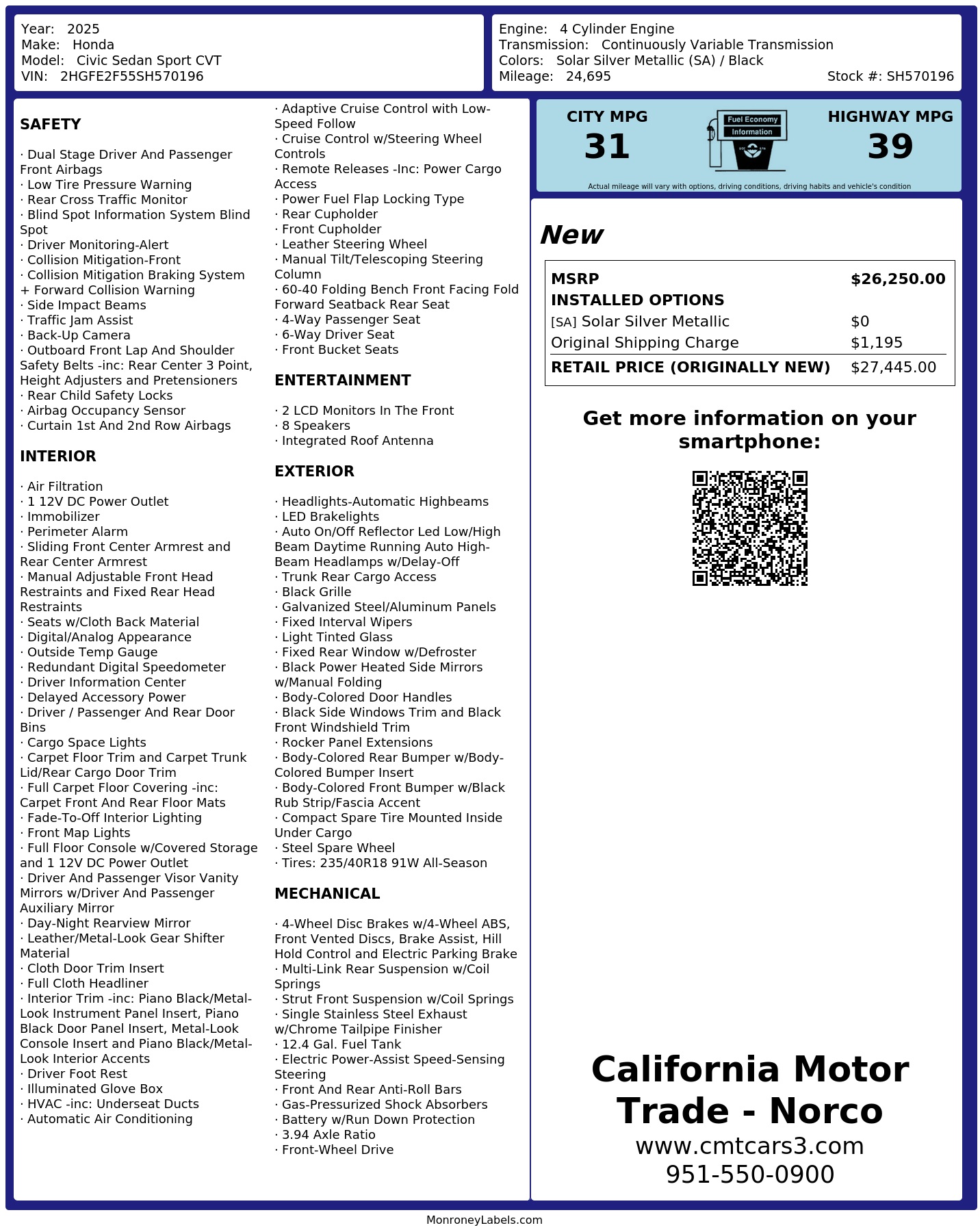 Monroney Label