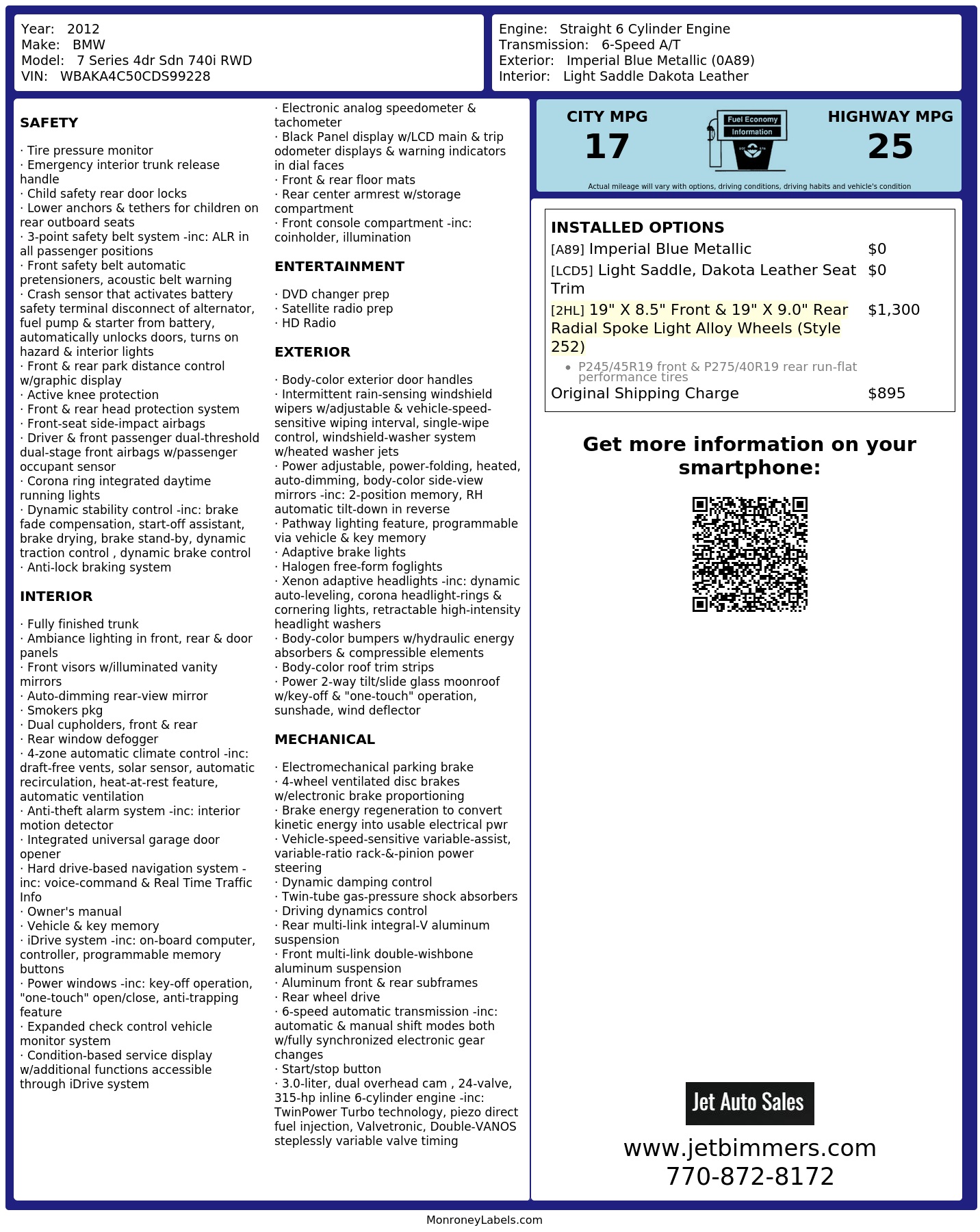 Monroney Label