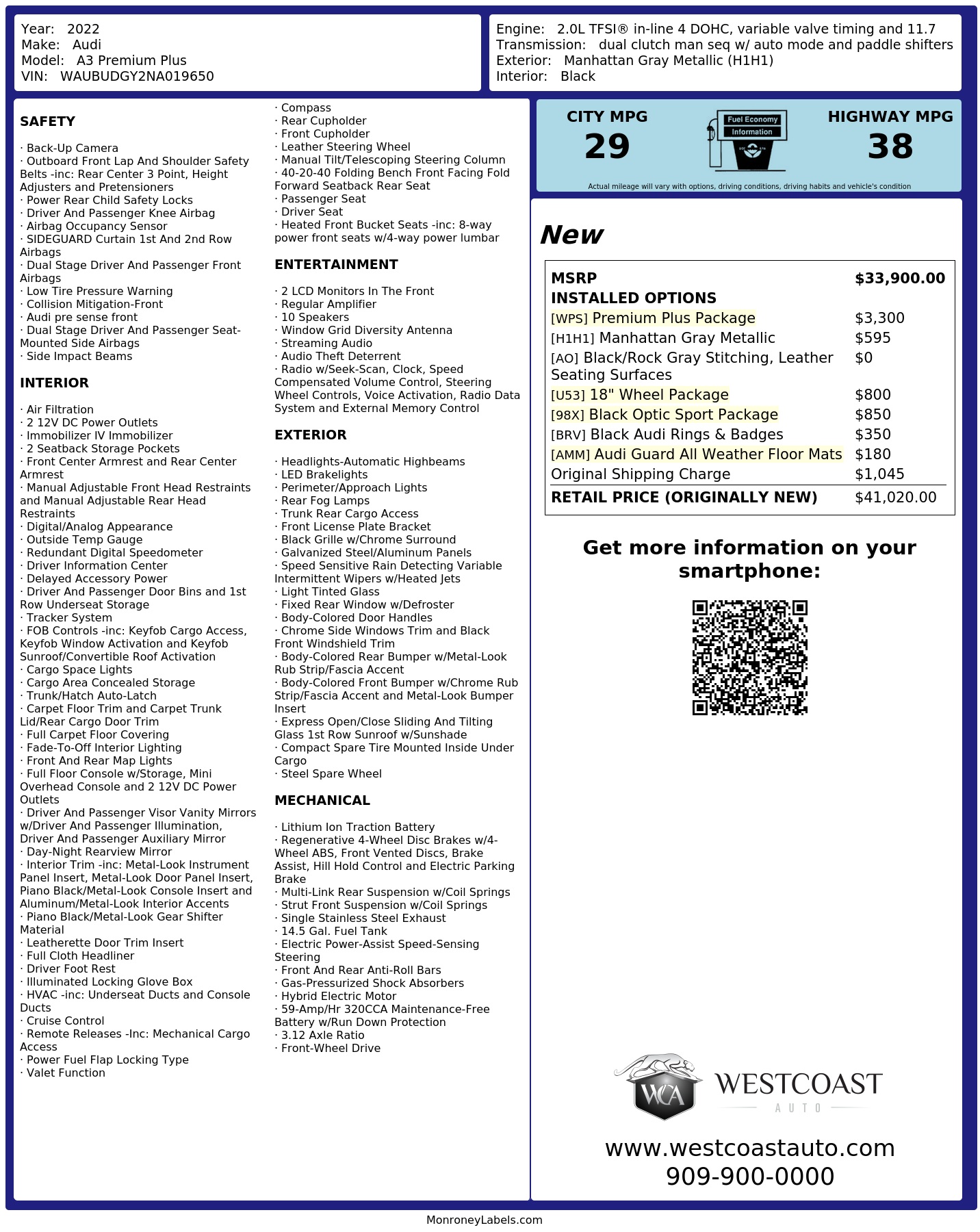Monroney Label