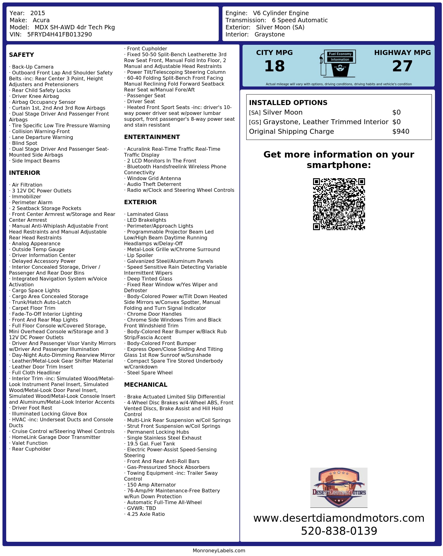 Monroney Label