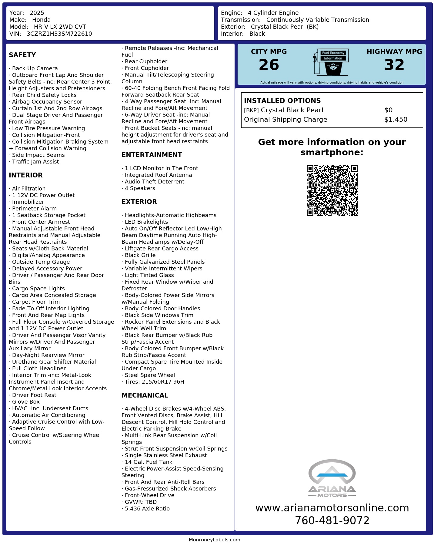 Monroney Label