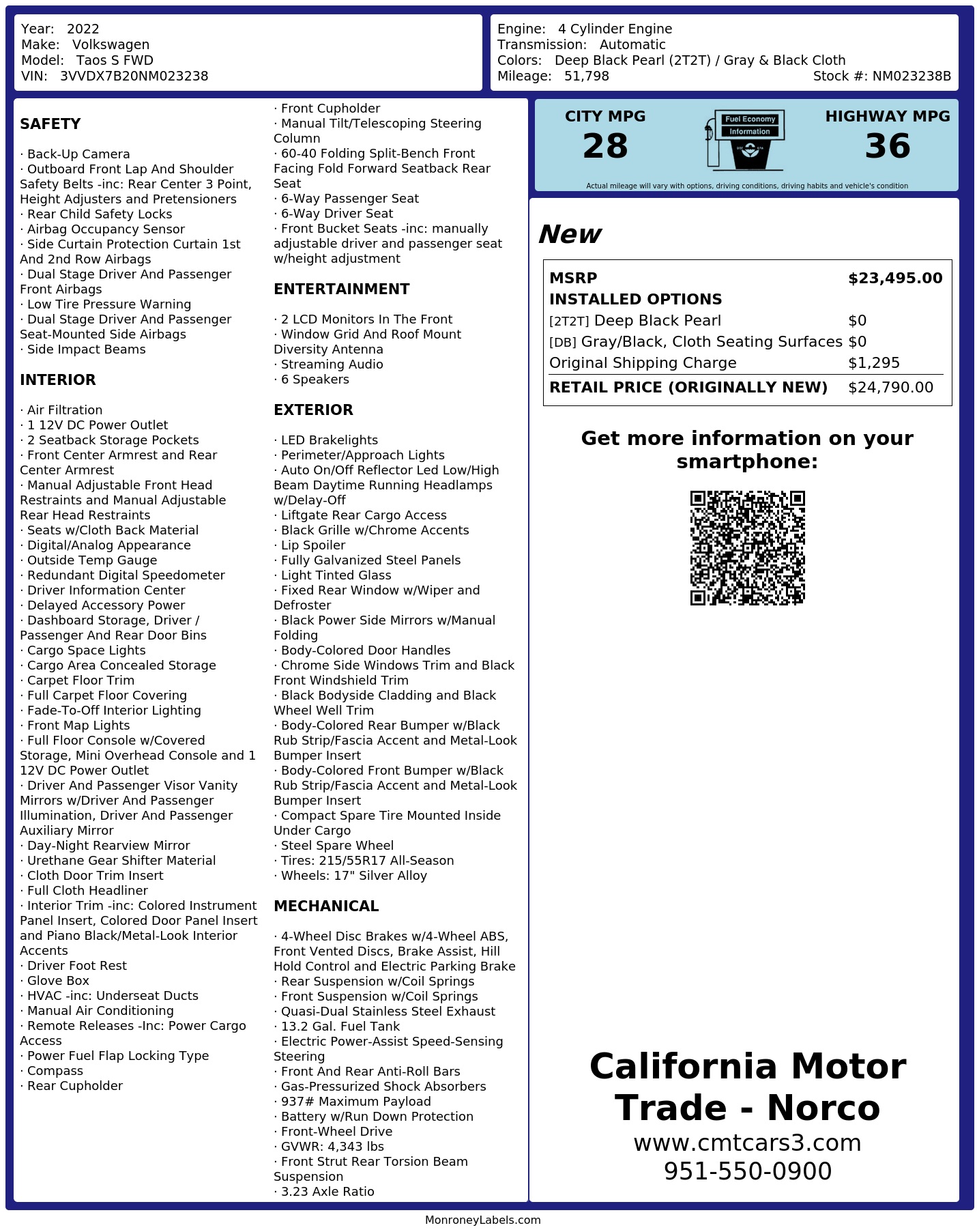 Monroney Label