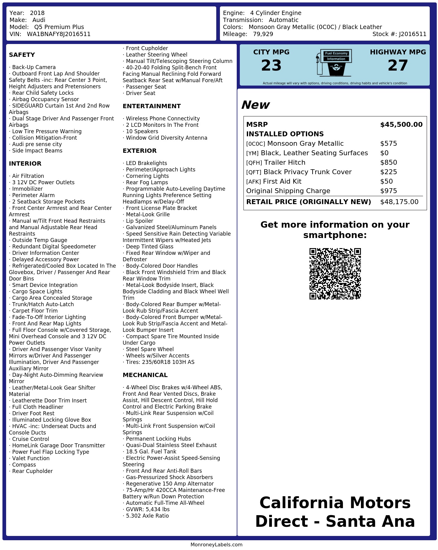 Monroney Label