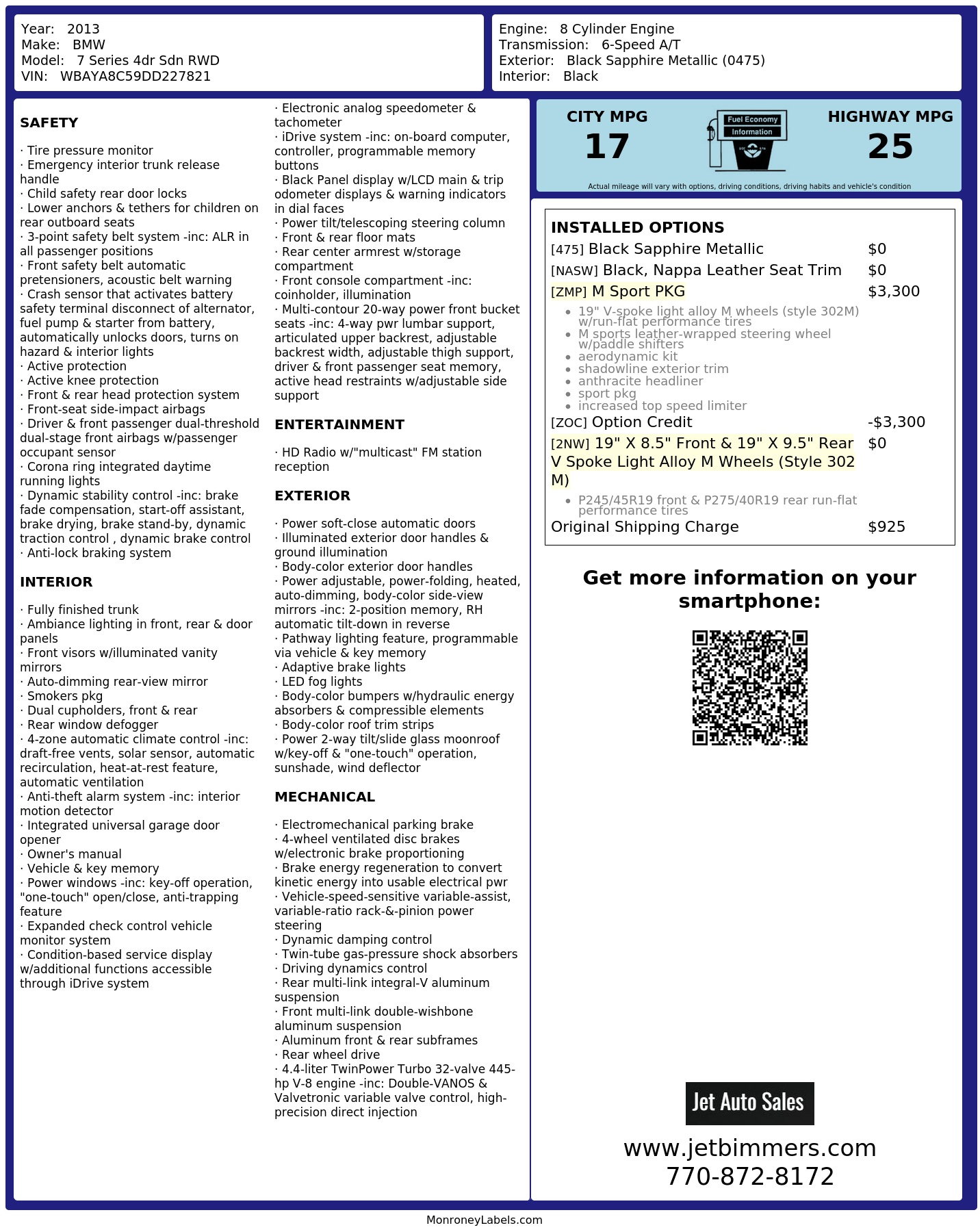 Monroney Label