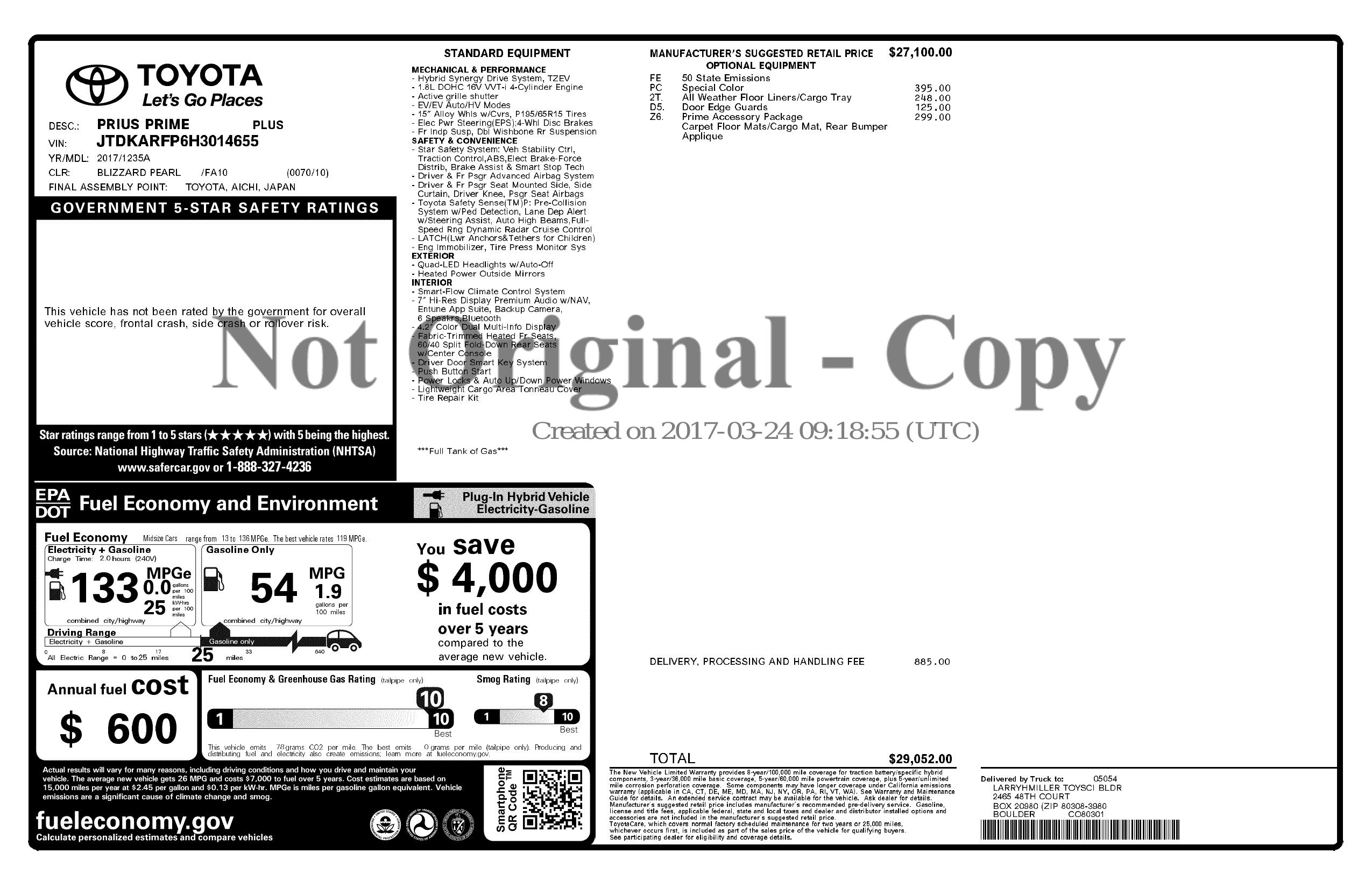 Monroney Label