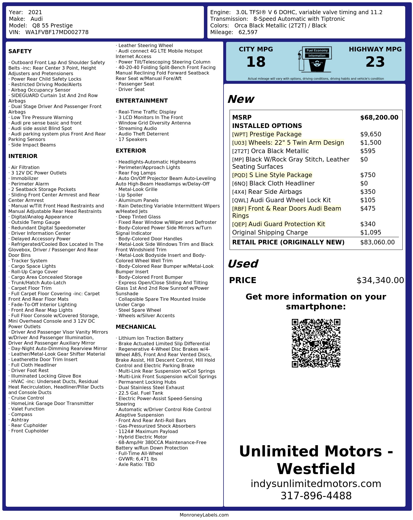 Monroney Label